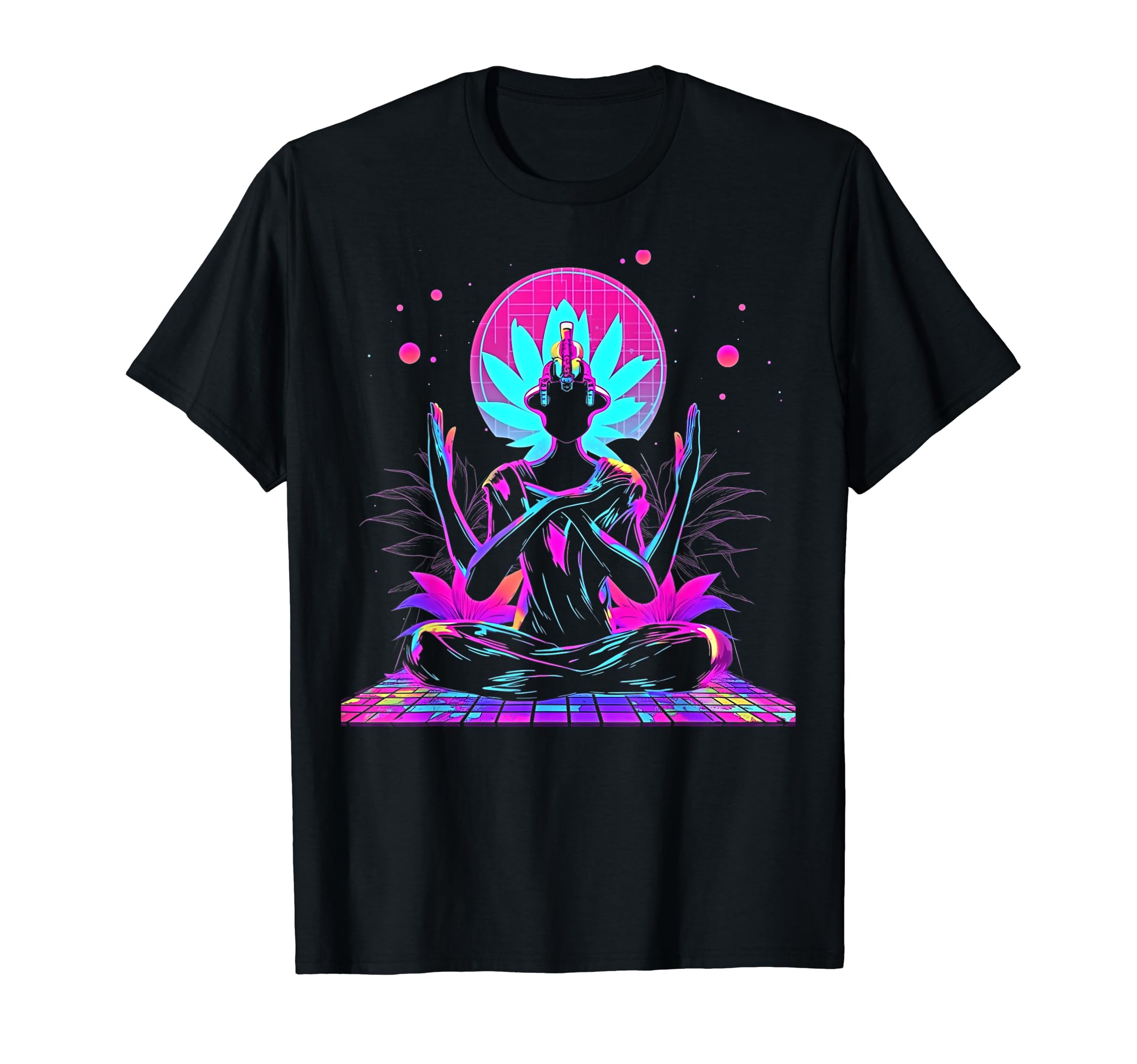 Synthwave Alien Buddha Cyberpunk 80S T-Shirt - Aesthetic Graphic Men Women - T-Shirt, Sweatshirt, Hoodie