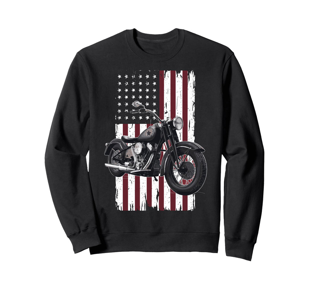 Patriotic Motorcycle Usa Flag Sweatshirt - Casual Everyday Wear for Adults - T-Shirt, Sweatshirt, Hoodie