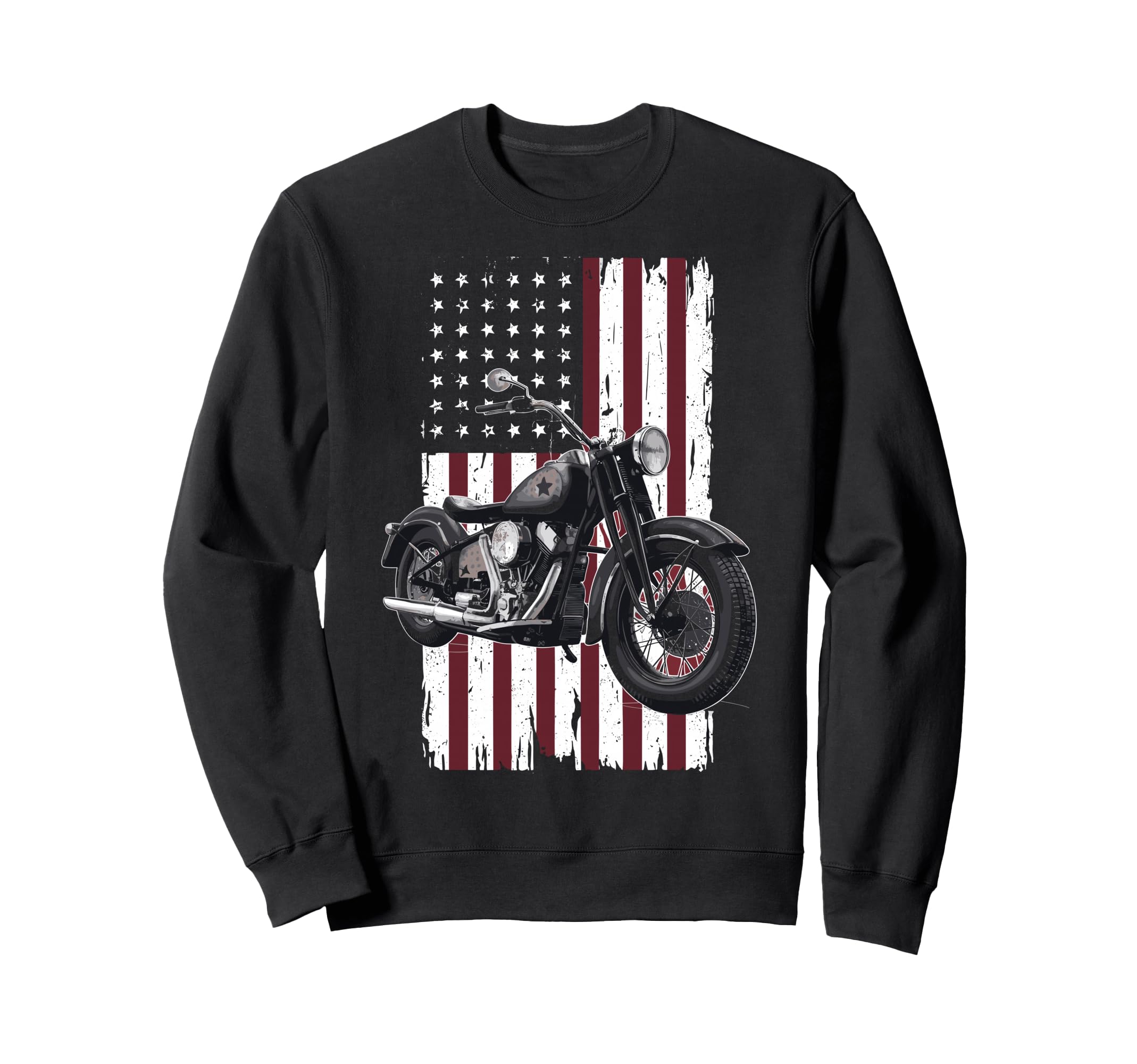 Patriotic Motorcycle Usa Flag Sweatshirt - Casual Everyday Wear for Adults - T-Shirt, Sweatshirt, Hoodie