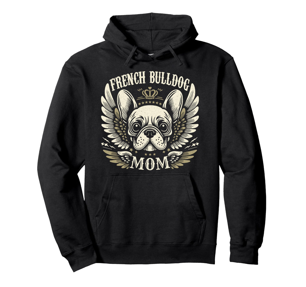 French Bulldog Mom Biker Skull Wing Hoodie - Graphic Print Unisex - T-Shirt, Sweatshirt, Hoodie