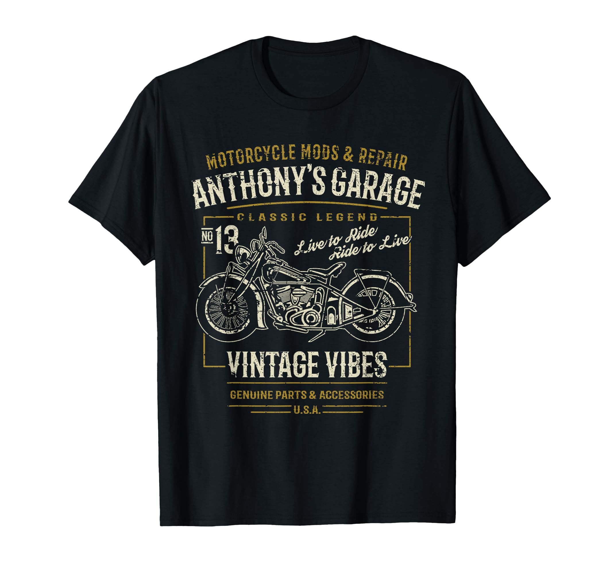 Anthonys Garage Motorcycle T-Shirt - Fun Novelty Design Men Women - T-Shirt, Sweatshirt, Hoodie