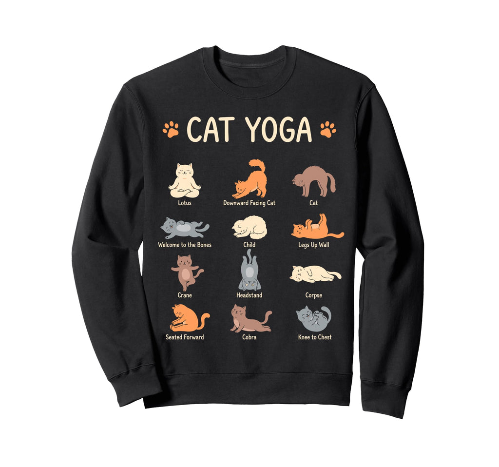 Funny Cat Yoga Poses Cats Meditation Sweatshirt - Graphic Print Unisex - T-Shirt, Sweatshirt, Hoodie