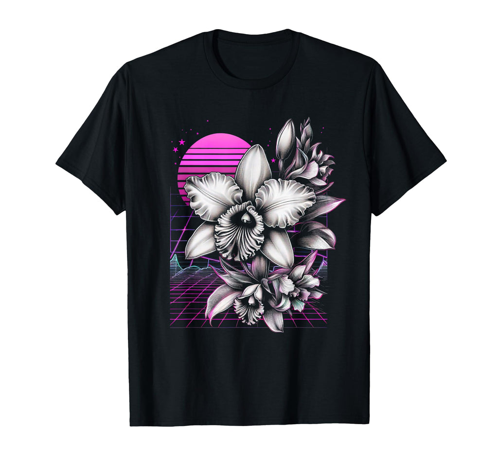Cattleya Orchid Vaporwave Aesthetic 80S T-Shirt - Unique Graphic Men Women - T-Shirt, Sweatshirt, Hoodie