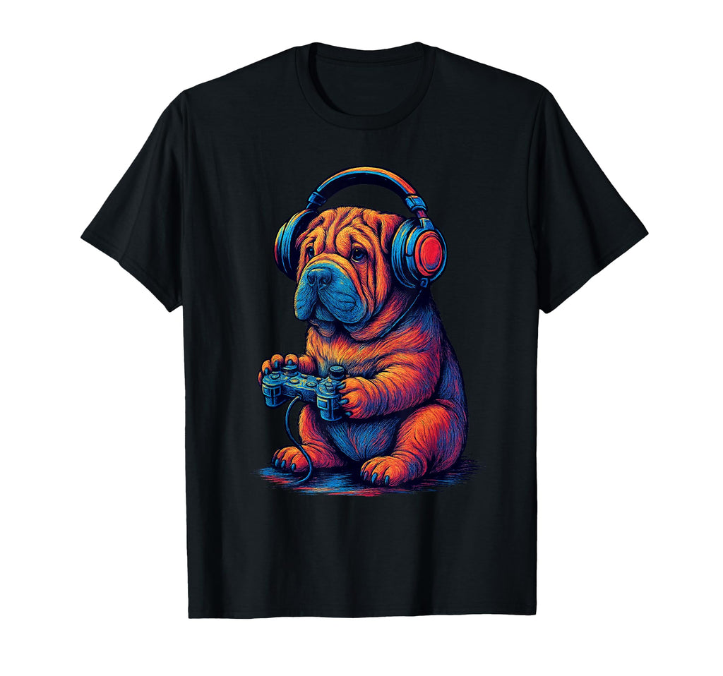 Shar Pei Gamer Gaming Dog Lover T-Shirt - Streetwear Style for Adults - T-Shirt, Sweatshirt, Hoodie