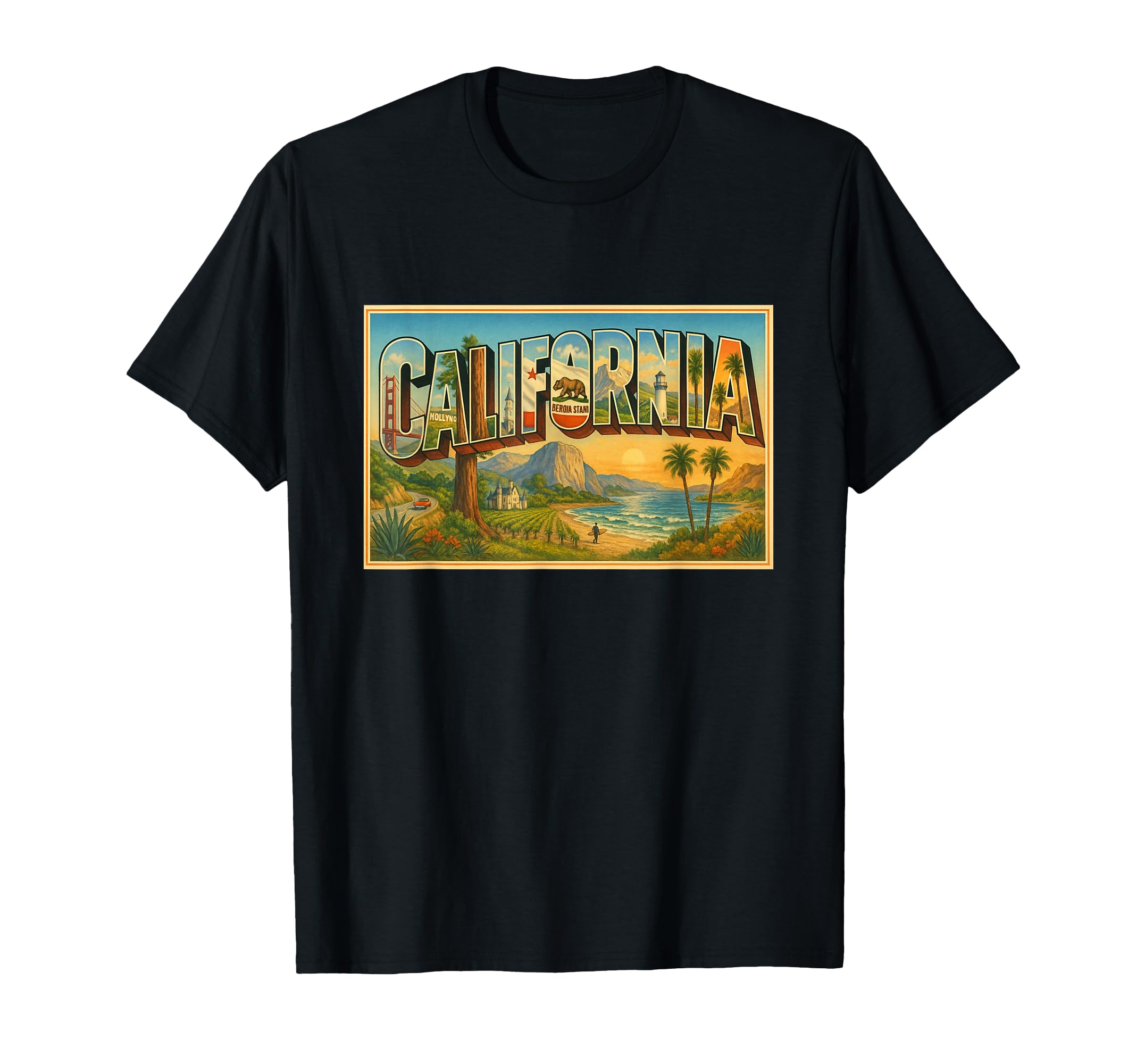 California 50S Travel Souvenir Art T-Shirt - Minimalist Print Men Women - T-Shirt, Sweatshirt, Hoodie