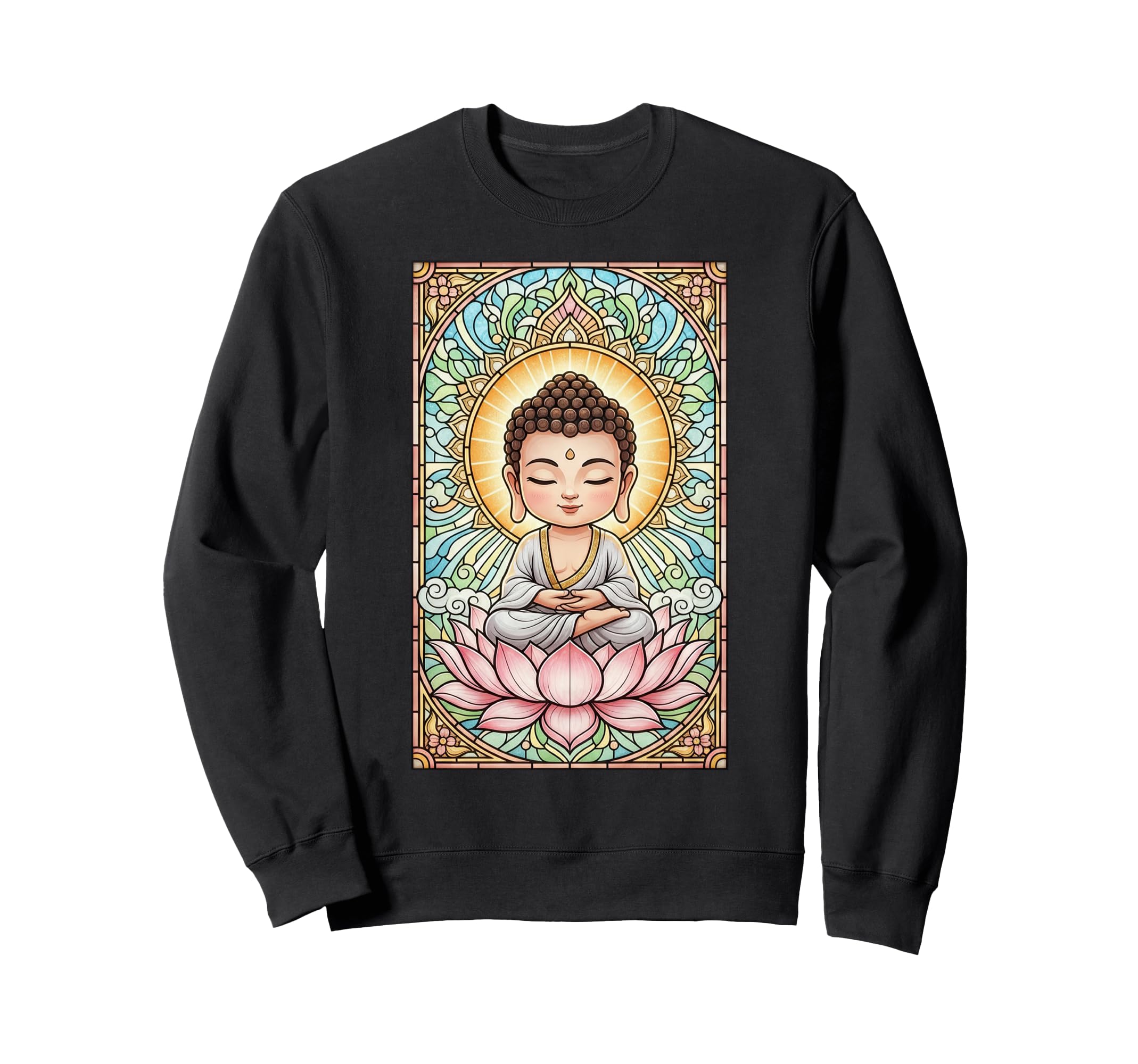 Little Buddha Stained Glass Sweatshirt - Custom Art Print Men Women - T-Shirt, Sweatshirt, Hoodie