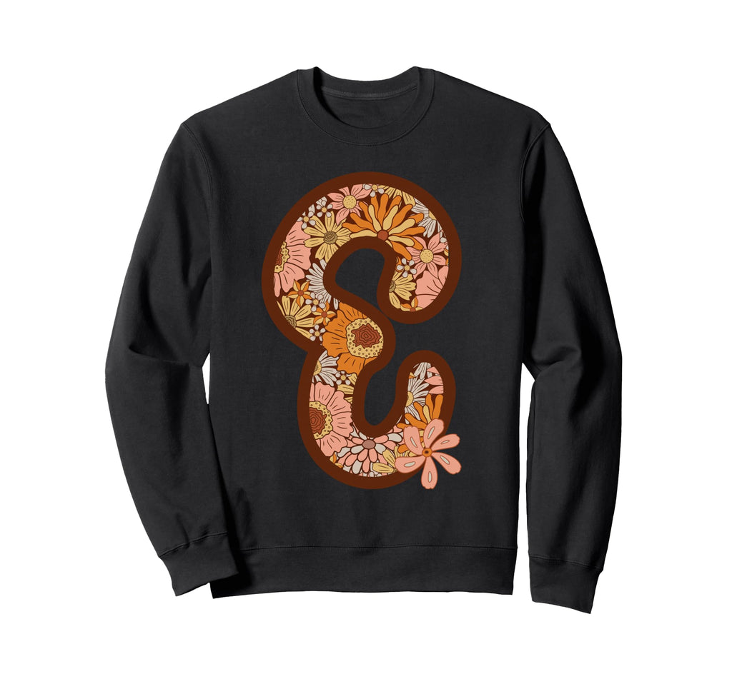 Floral Letter E Boho Botanical Sweatshirt - Minimalist Print Unisex - T-Shirt, Sweatshirt, Hoodie