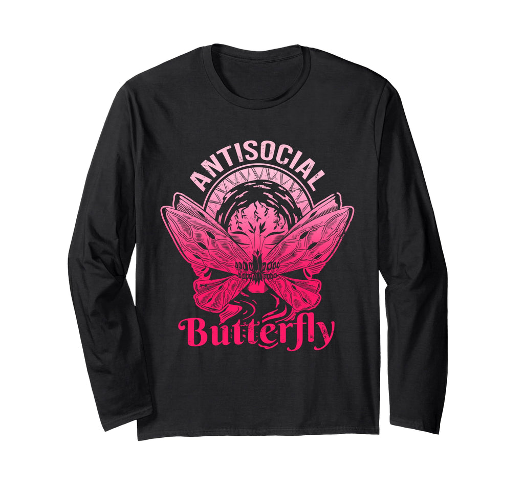 Antisocial Butterfly Moth Gothic Dark T-Shirt - Unique Graphic Men Women - T-Shirt, Sweatshirt, Hoodie