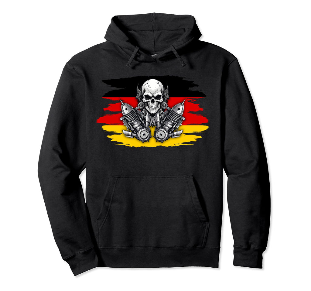 Germany Patriotic Motorcycle Skull Biker Hoodie - Unique Graphic Men Women - T-Shirt, Sweatshirt, Hoodie