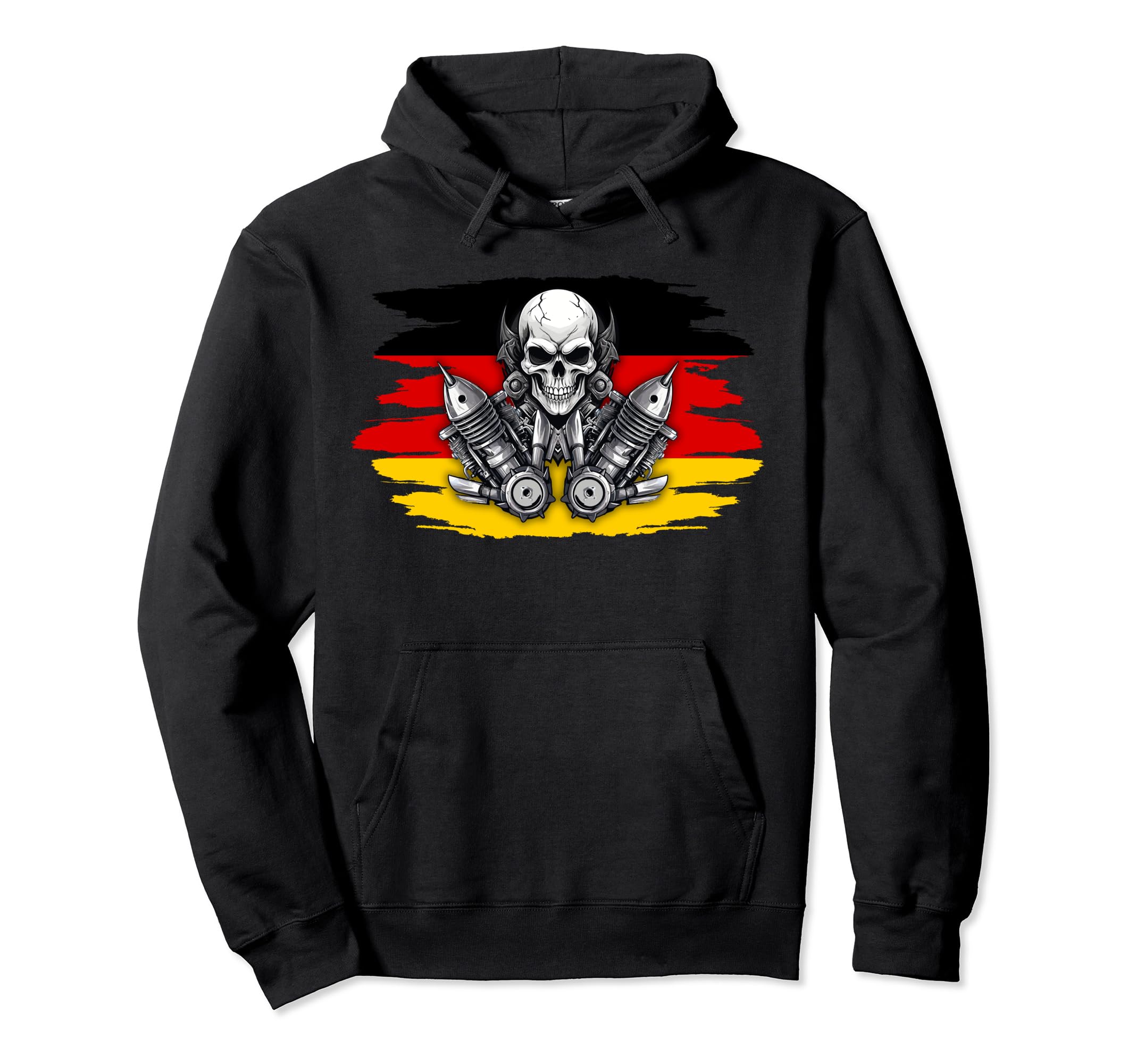 Germany Patriotic Motorcycle Skull Biker Hoodie - Unique Graphic Men Women - T-Shirt, Sweatshirt, Hoodie