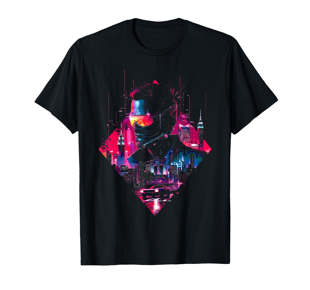 1980S 1990S Sunglasses Car Skyline T-Shirt - Trendy Graphic for Adults - T-Shirt, Sweatshirt, Hoodie