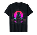 Synthwave Cat Samurai Mediation T-Shirt - Casual Everyday Wear for Adults - T-Shirt, Sweatshirt, Hoodie