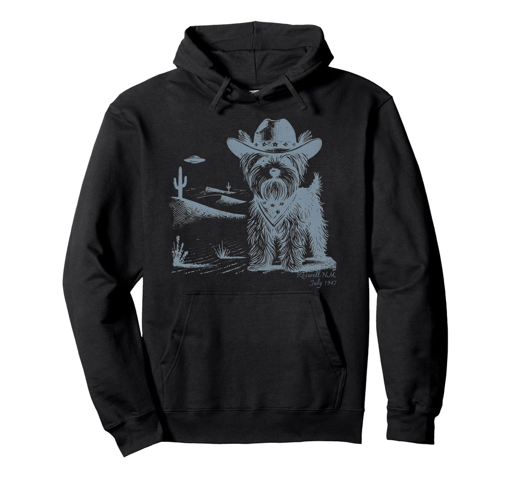 Ufo Cowboy Yorkshire Terrier 90S Hoodie - Minimalist Print for Adults - T-Shirt, Sweatshirt, Hoodie