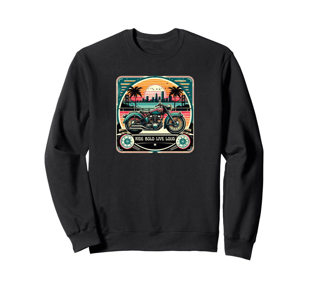 Motorcycle Sunset Ride Bold Live Sweatshirt - Minimalist Print for Adults - T-Shirt, Sweatshirt, Hoodie