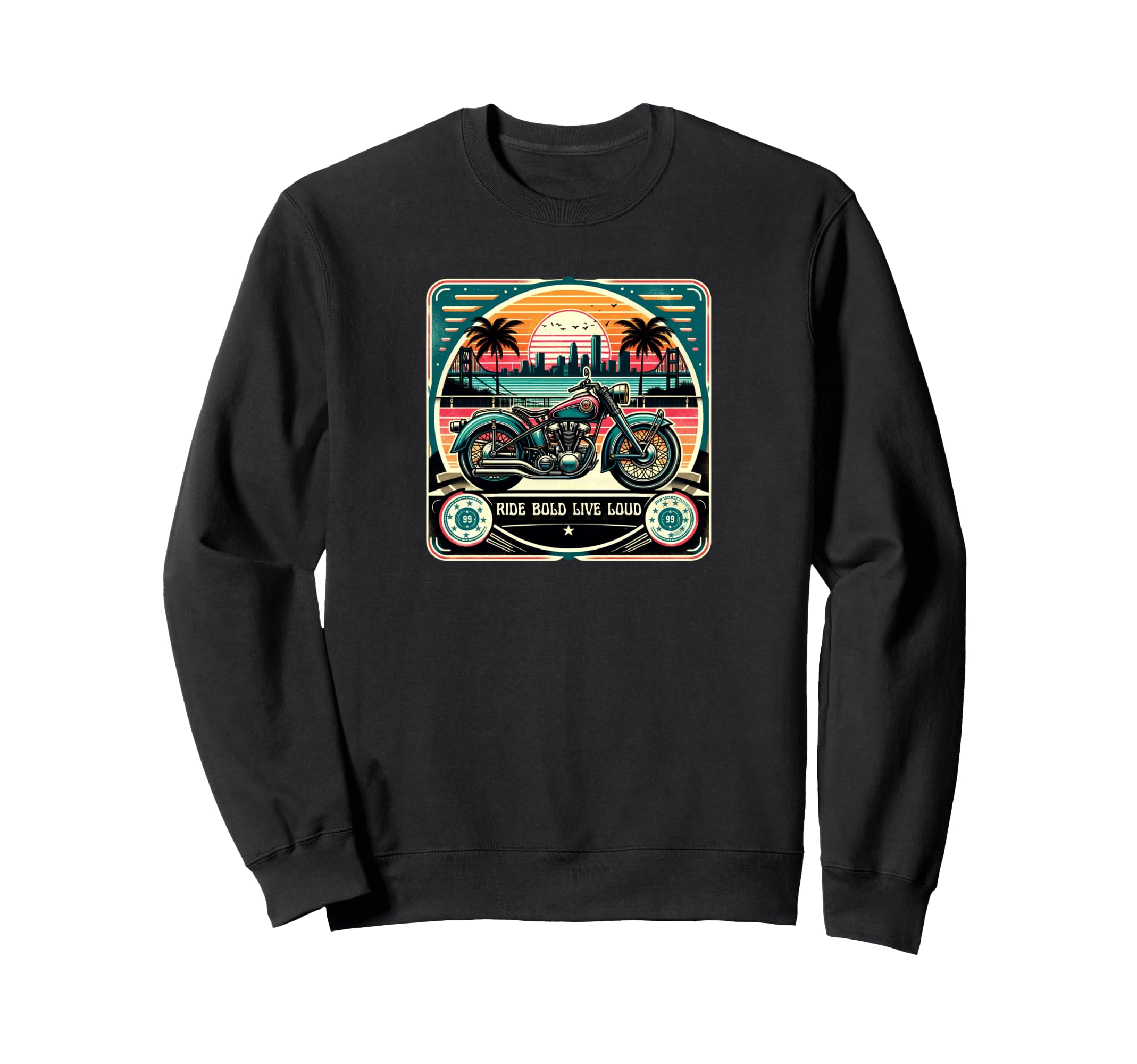Motorcycle Sunset Ride Bold Live Sweatshirt - Minimalist Print for Adults - T-Shirt, Sweatshirt, Hoodie