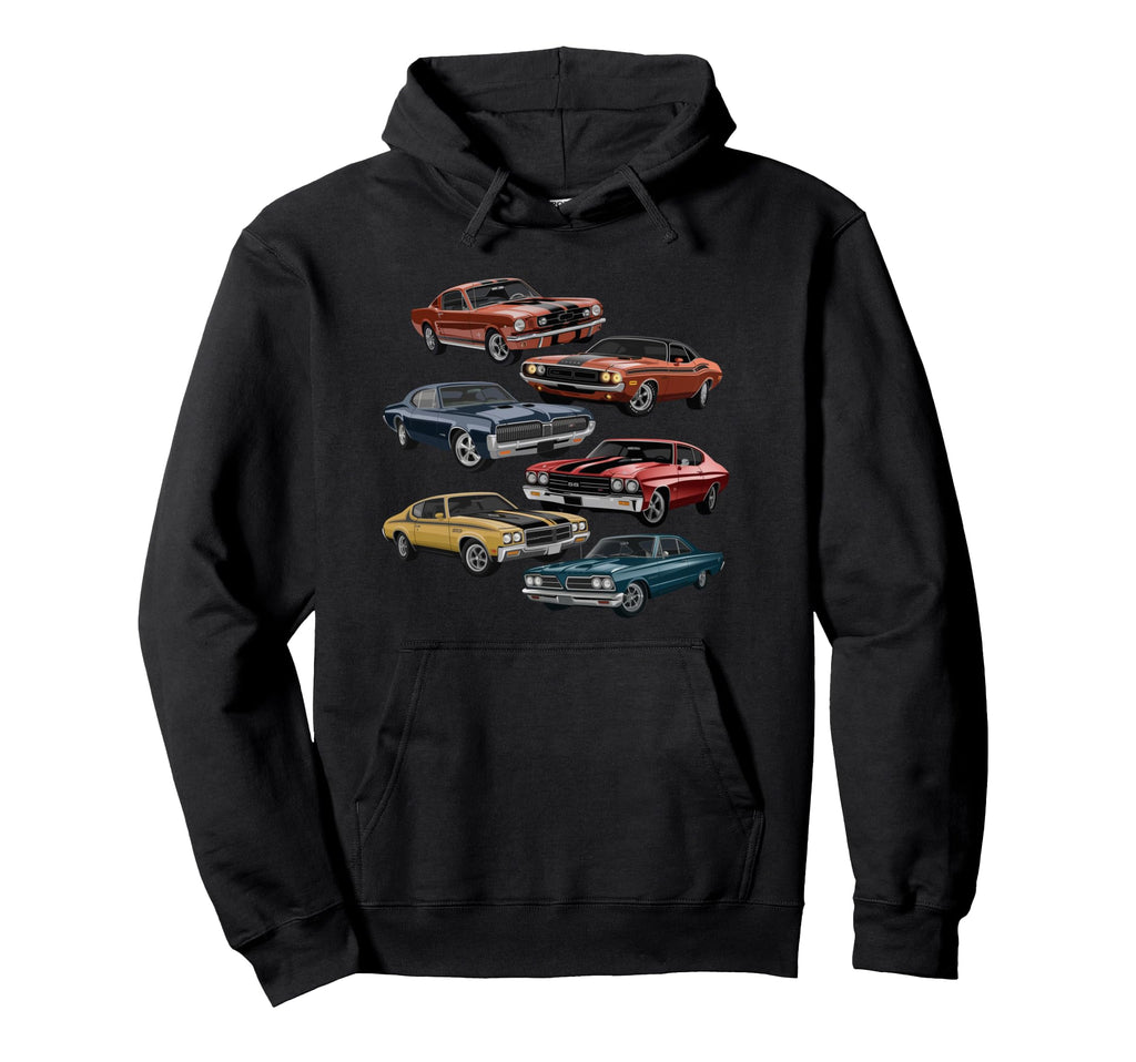 Muscle Car Artwork Car Show Hoodie - Fun Novelty Design for Adults - T-Shirt, Sweatshirt, Hoodie