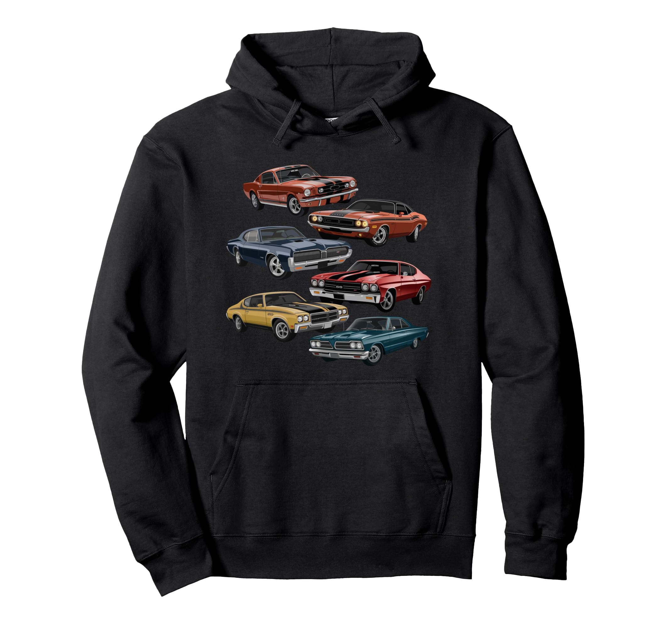 Muscle Car Artwork Car Show Hoodie - Fun Novelty Design for Adults - T-Shirt, Sweatshirt, Hoodie