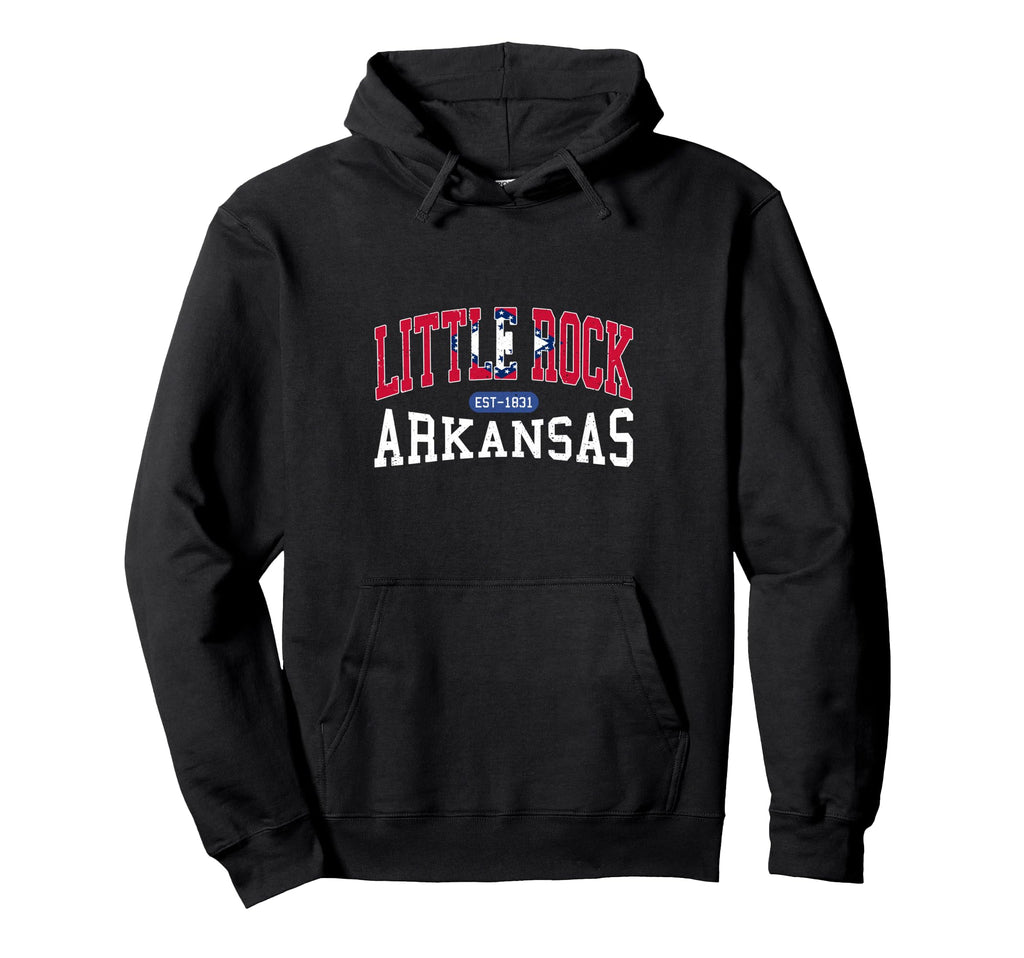 Little Rock Athletic Typography Arkansas Hoodie - Novelty Apparel Unisex - T-Shirt, Sweatshirt, Hoodie