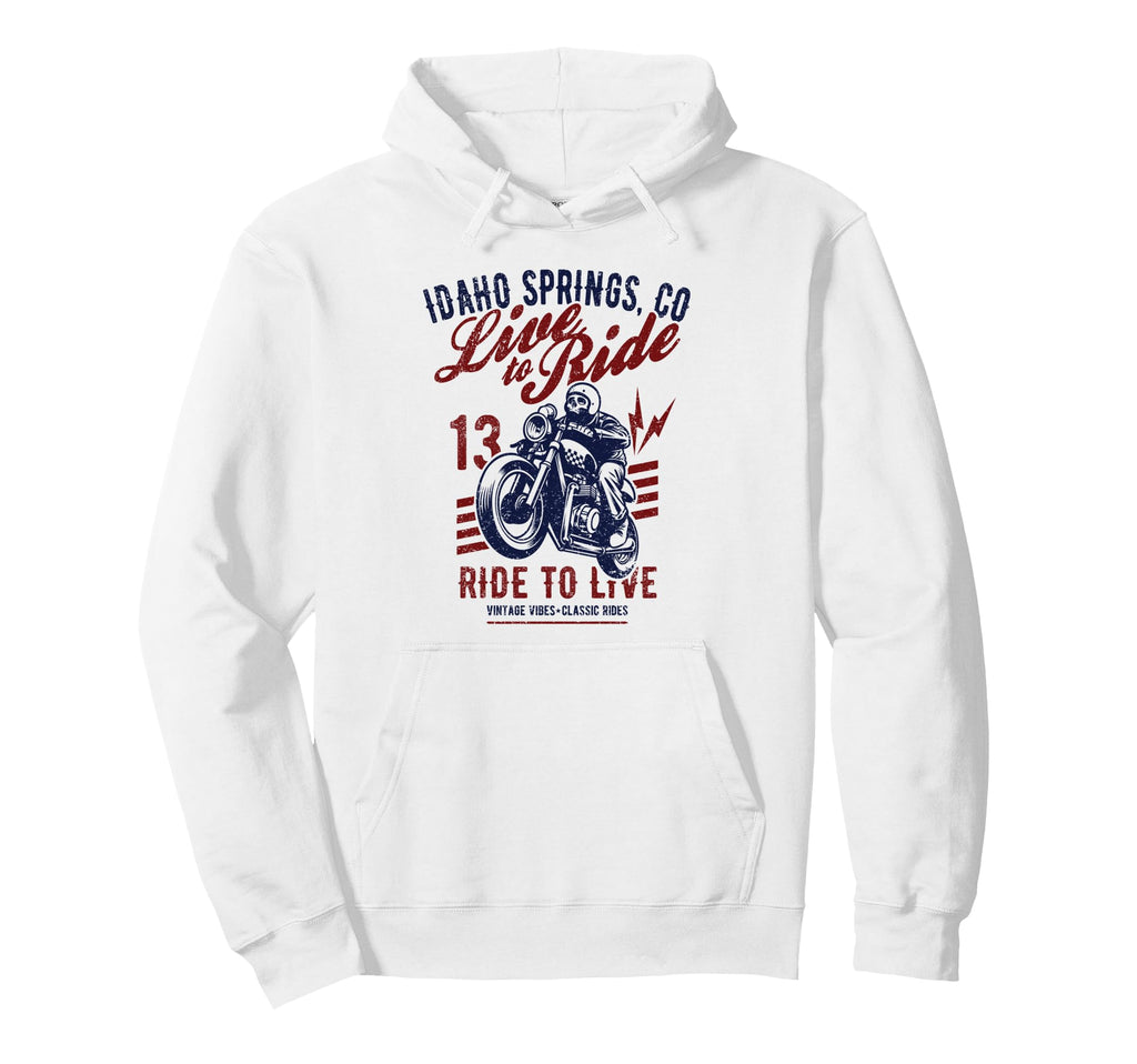 Idaho Springs Colorado Motorcycle Hoodie - Novelty Apparel for Adults - T-Shirt, Sweatshirt, Hoodie