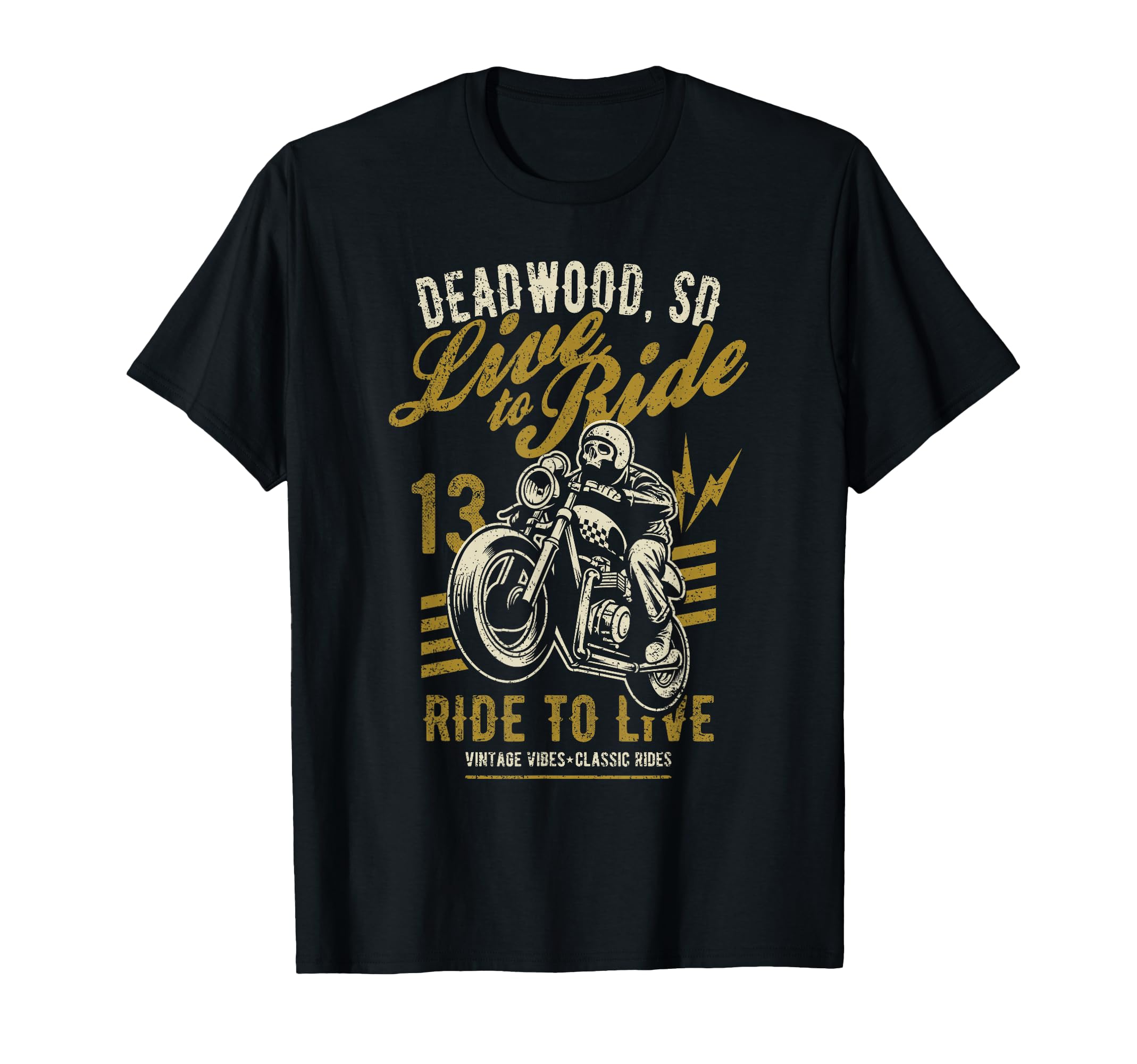 Deadwood South Dakota Motorcycle Skull T-Shirt - Unique Graphic Unisex - T-Shirt, Sweatshirt, Hoodie