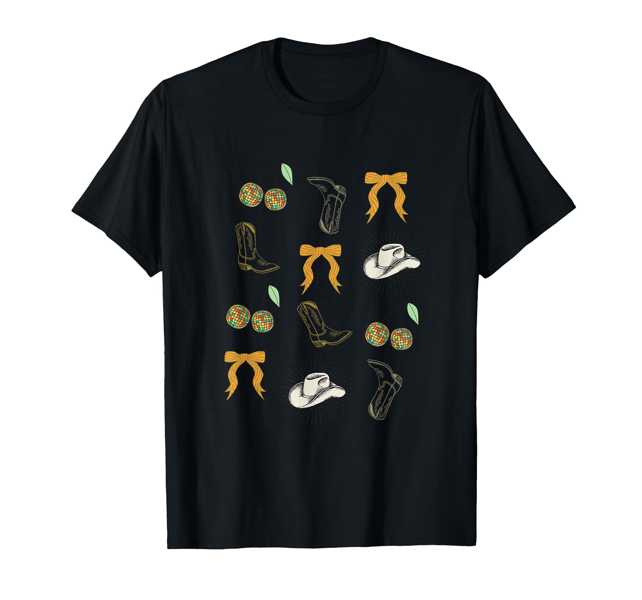 Western Coquette Cherry Disco Balls T-Shirt - Minimalist Print for Adults - T-Shirt, Sweatshirt, Hoodie