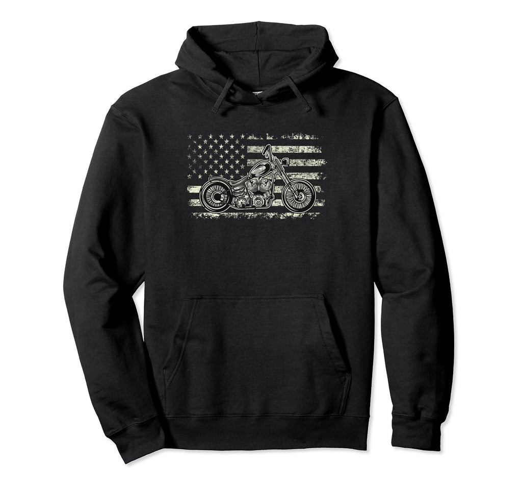 Patriotic Motorcycle American Us Flag Hoodie - Minimalist Print Unisex - T-Shirt, Sweatshirt, Hoodie