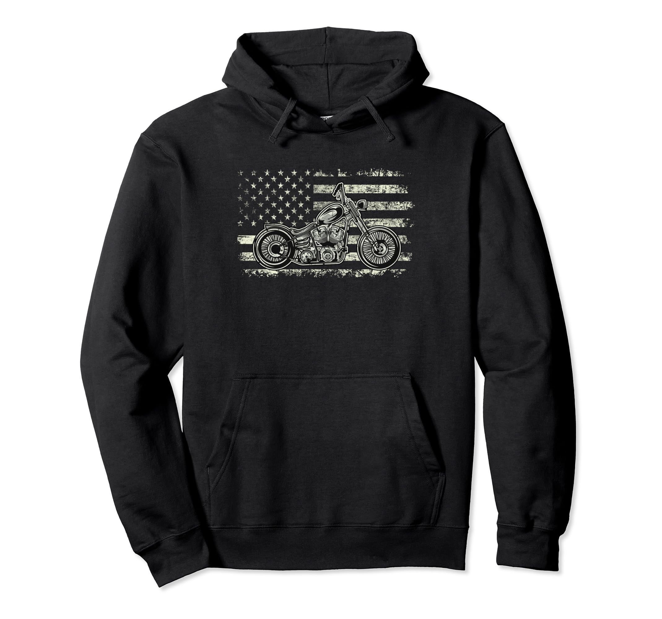 Patriotic Motorcycle American Us Flag Hoodie - Minimalist Print Unisex - T-Shirt, Sweatshirt, Hoodie
