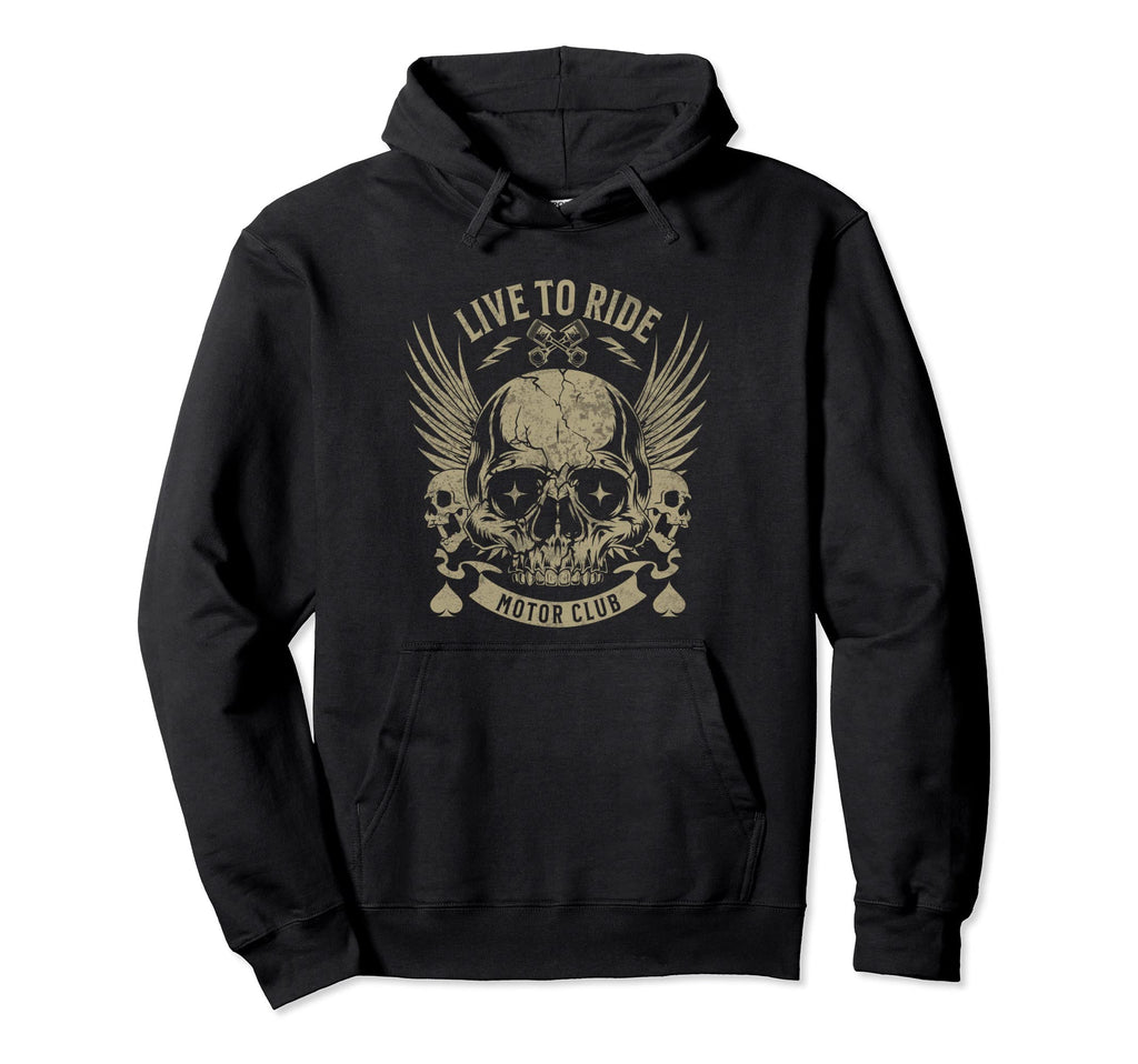 Live To Ride Motor Club Motorcycle Rider Hoodie - Minimalist Print Unisex - T-Shirt, Sweatshirt, Hoodie
