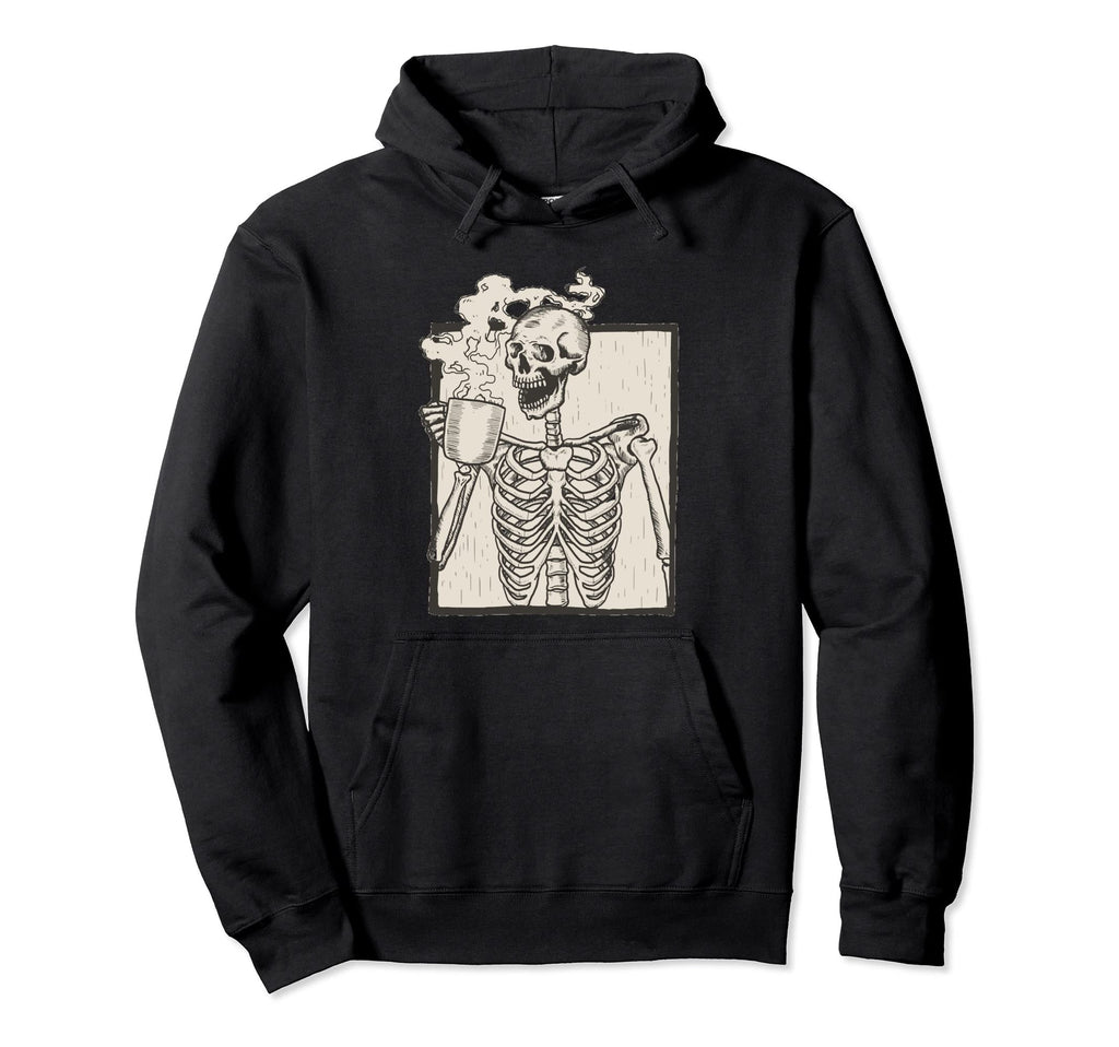 Distressed Skeleton Smiling Skull Hoodie - Unique Graphic Men Women - T-Shirt, Sweatshirt, Hoodie