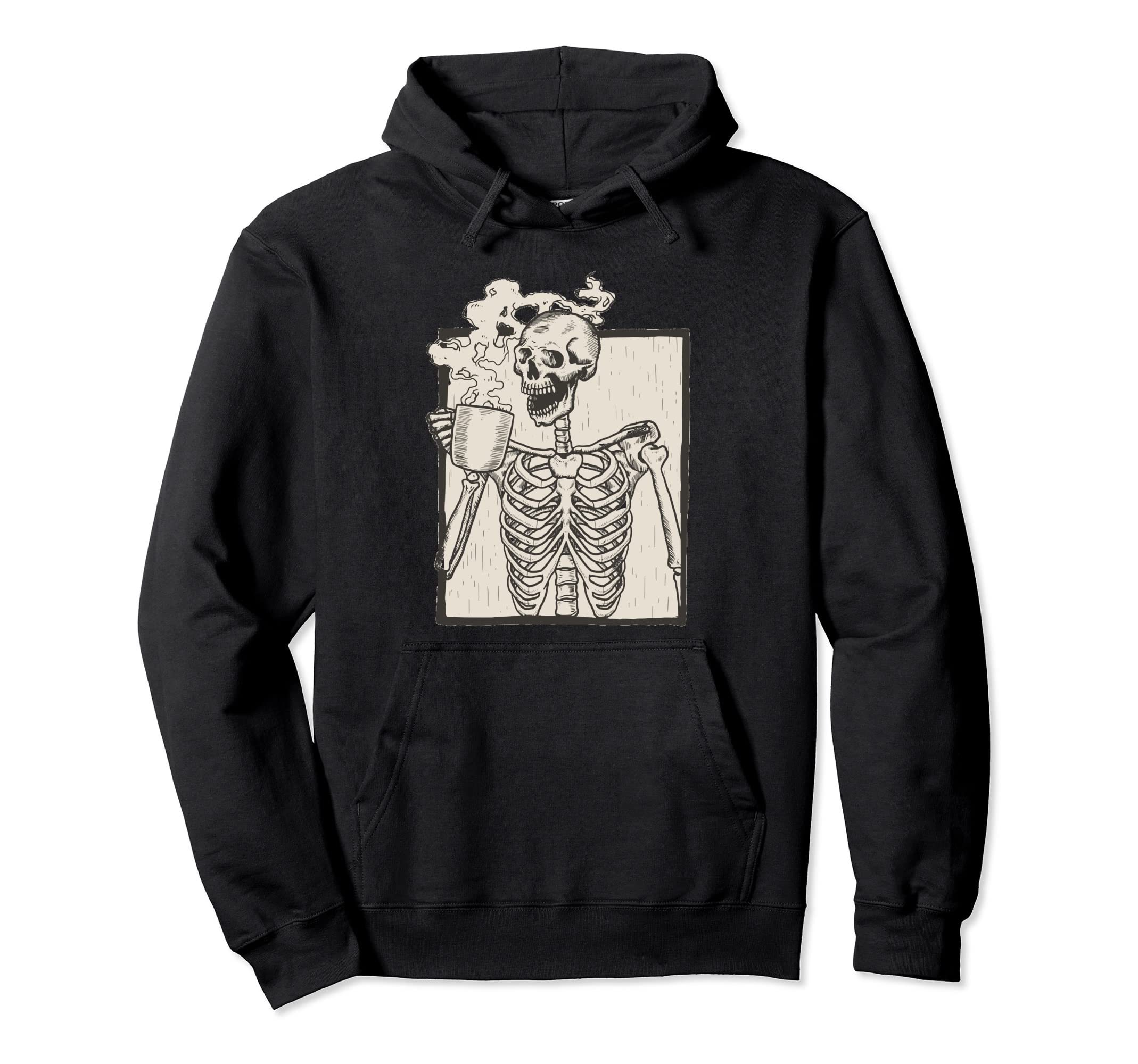 Distressed Skeleton Smiling Skull Hoodie - Unique Graphic Men Women - T-Shirt, Sweatshirt, Hoodie