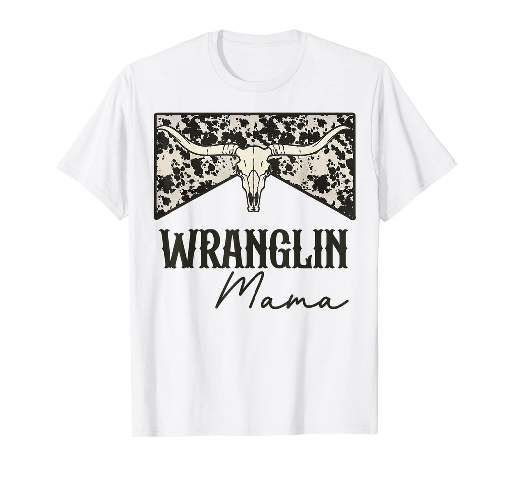 Wranglin Mama Bull Skull Leopard T-Shirt - Graphic Print for Adults - T-Shirt, Sweatshirt, Hoodie