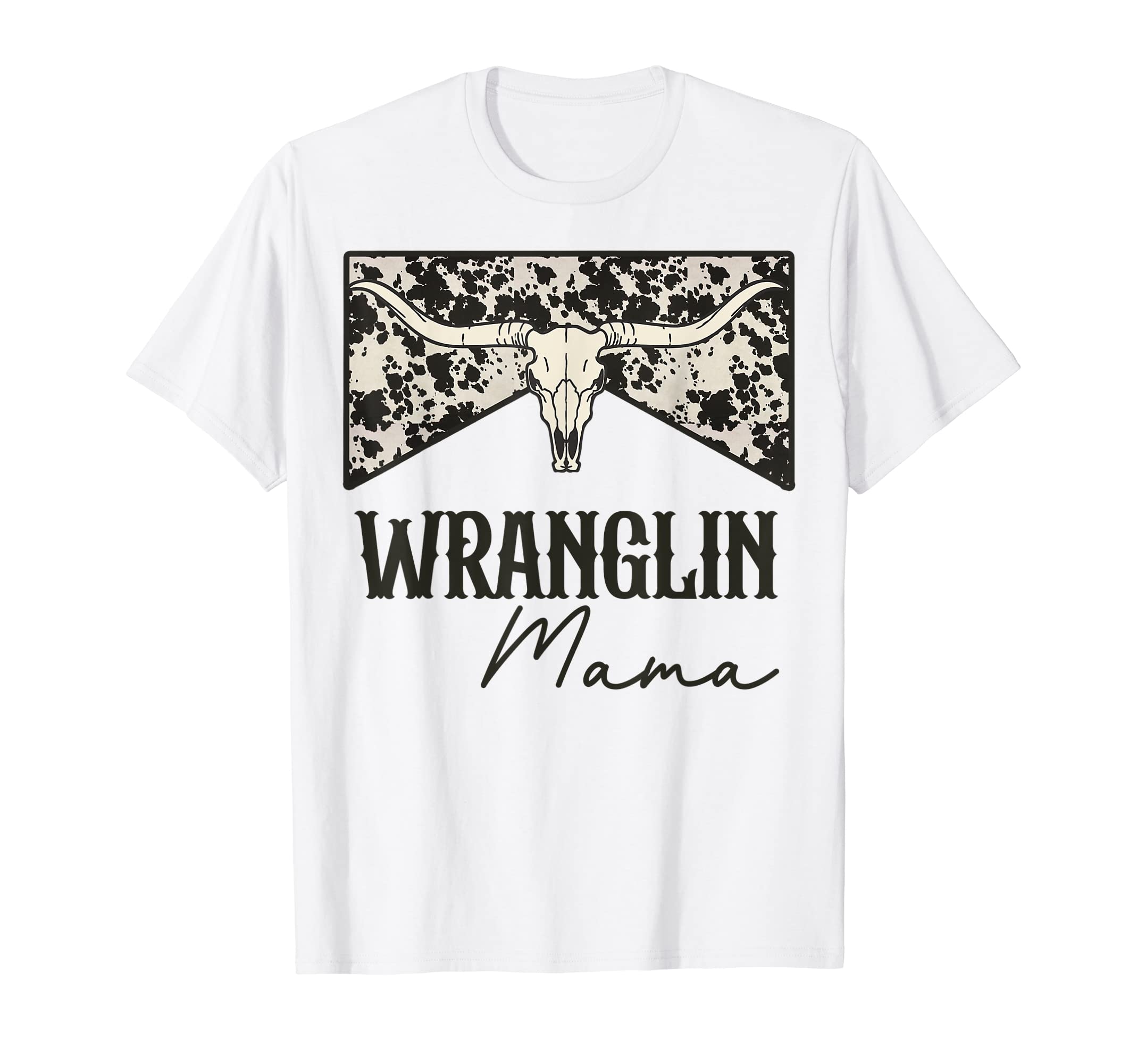 Wranglin Mama Bull Skull Leopard T-Shirt - Graphic Print for Adults - T-Shirt, Sweatshirt, Hoodie
