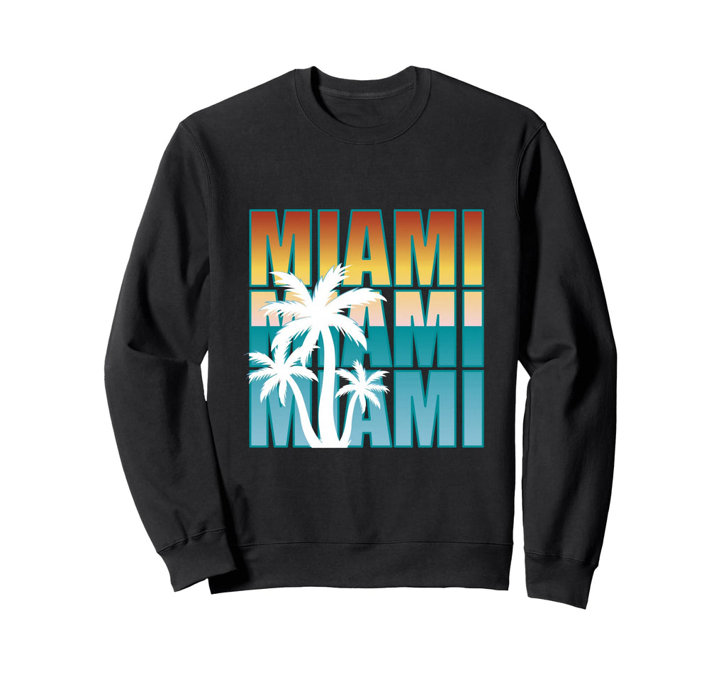 Miami Bold Typography Palm Trees Sweatshirt - Custom Art Print Unisex - T-Shirt, Sweatshirt, Hoodie