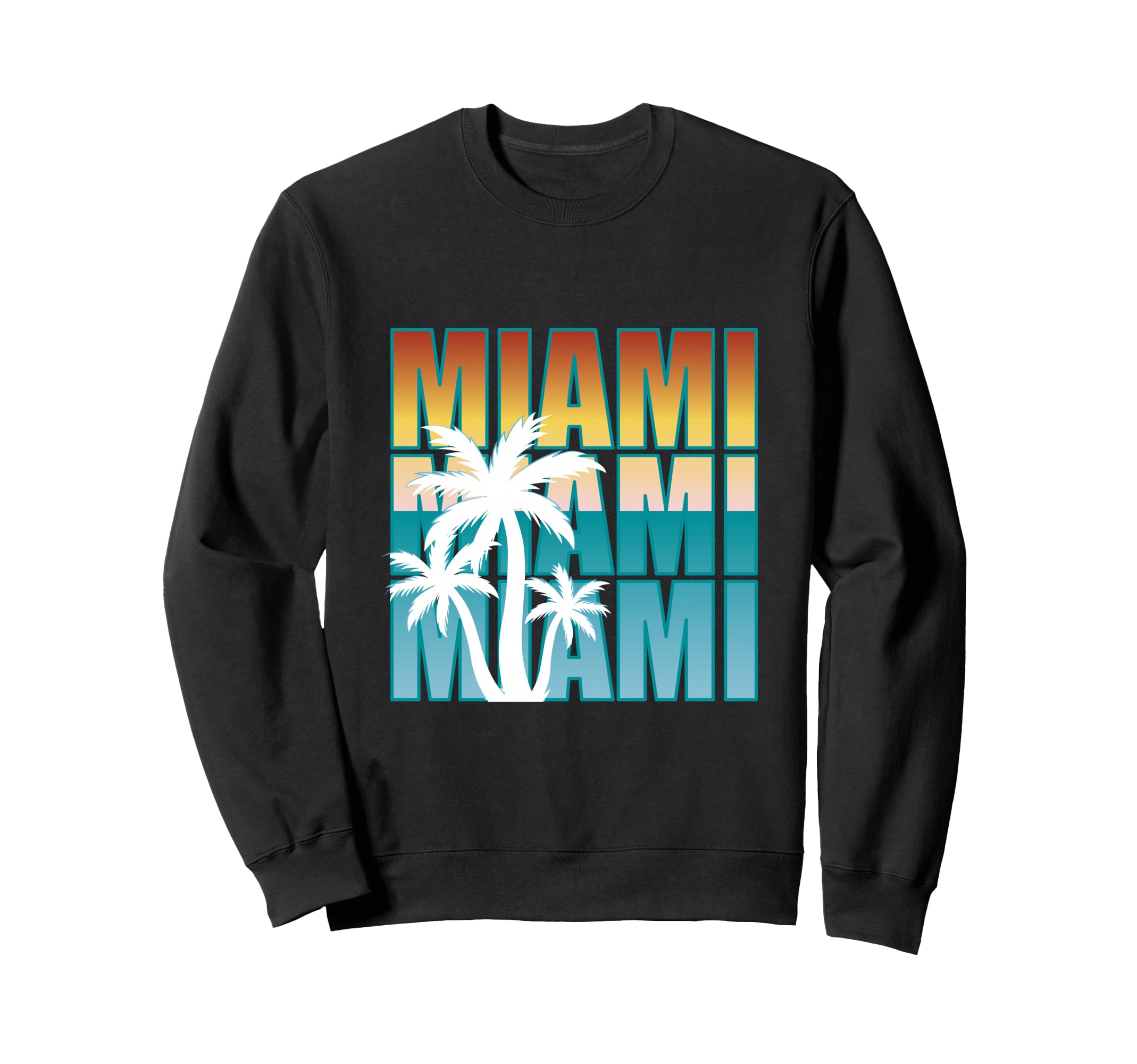 Miami Bold Typography Palm Trees Sweatshirt - Custom Art Print Unisex - T-Shirt, Sweatshirt, Hoodie