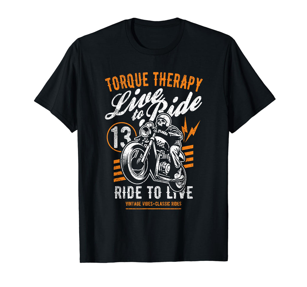 Torque Therapy Motorcycle Rider Skull T-Shirt - Graphic Print Men Women - T-Shirt, Sweatshirt, Hoodie