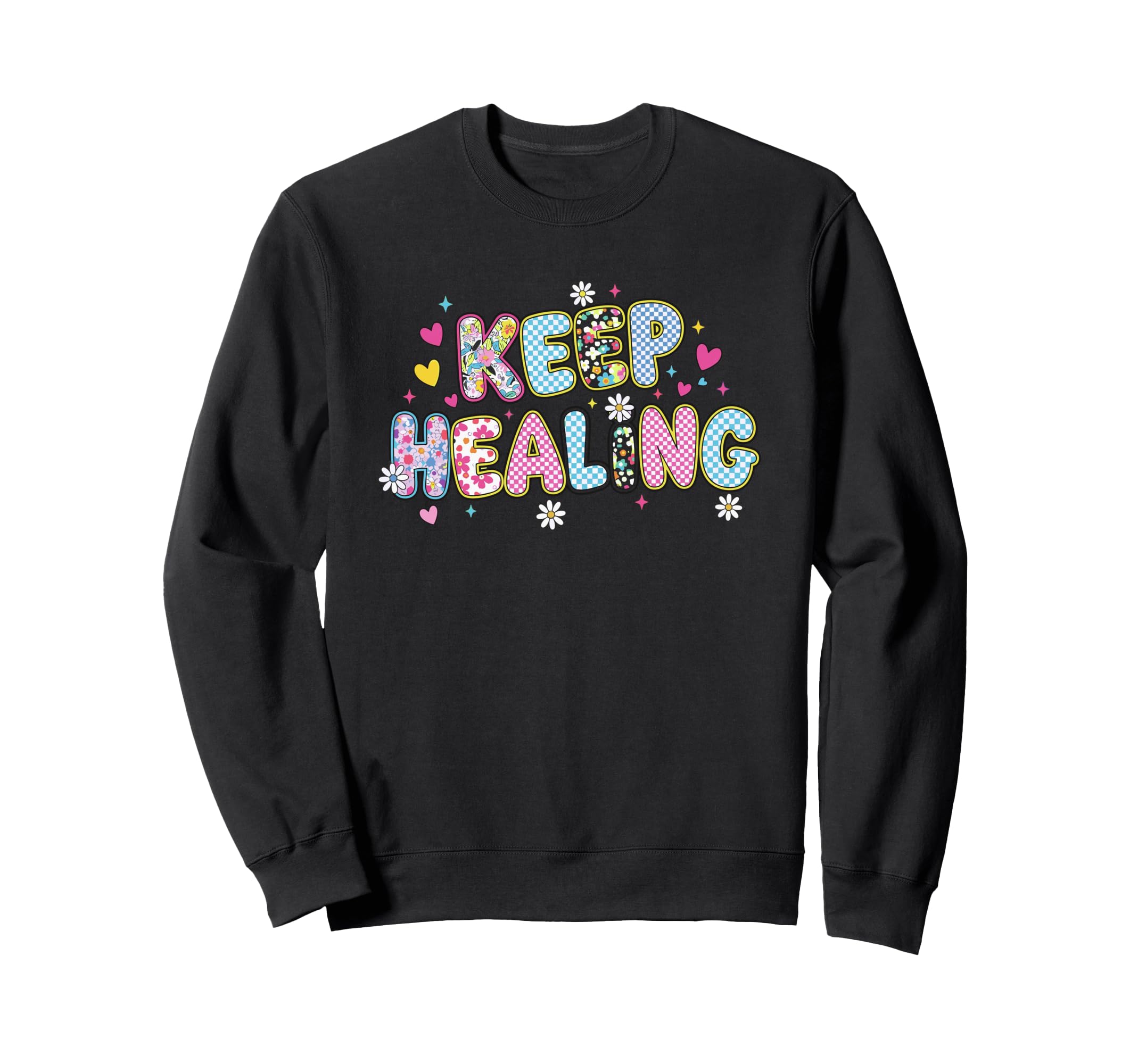 Floral Keep Healing Groovy Keep Sweatshirt - Custom Art Print for Adults - T-Shirt, Sweatshirt, Hoodie