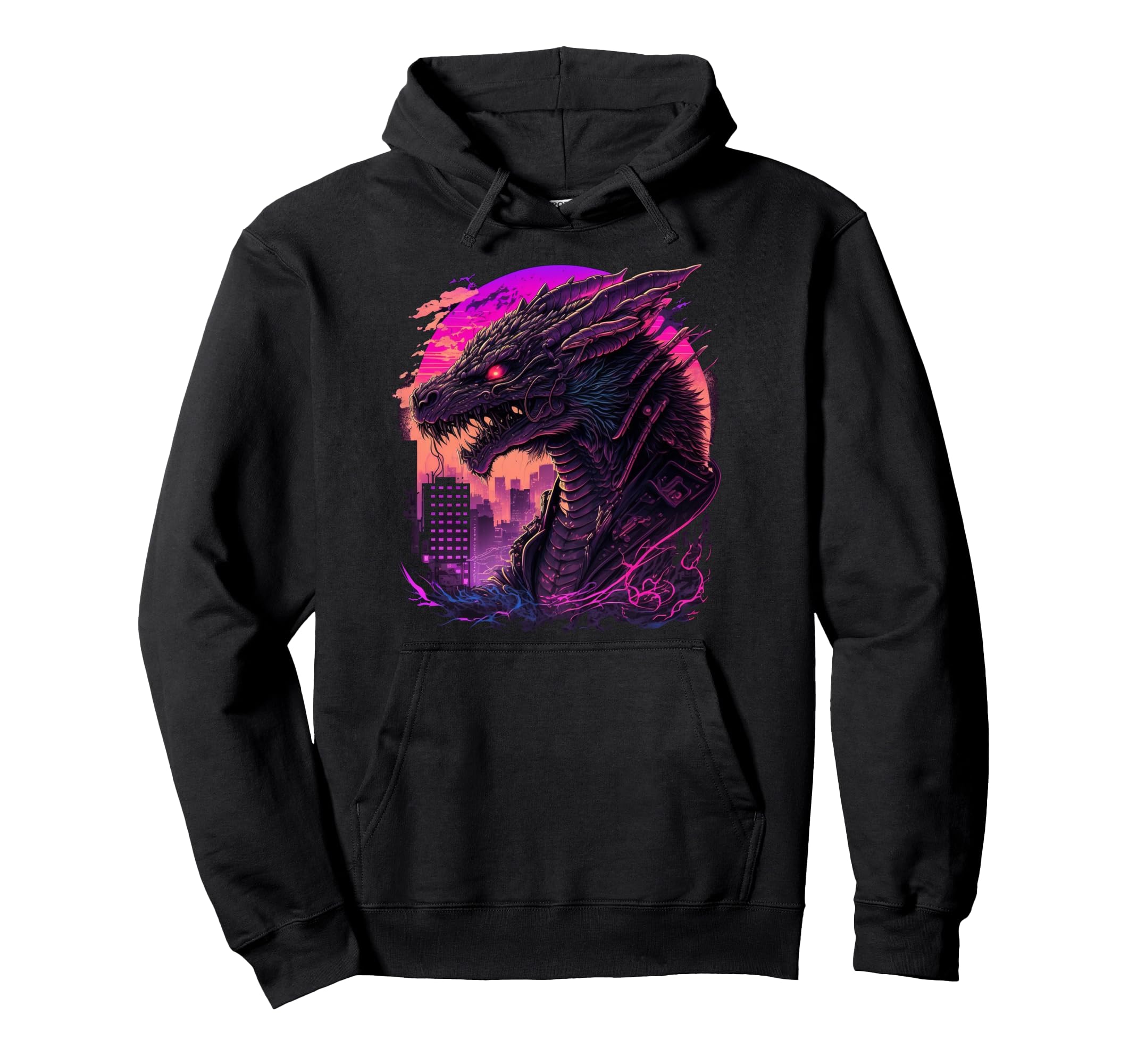 Dragon Vaporwave Synthwave 80S Hoodie - Minimalist Print for Adults - T-Shirt, Sweatshirt, Hoodie