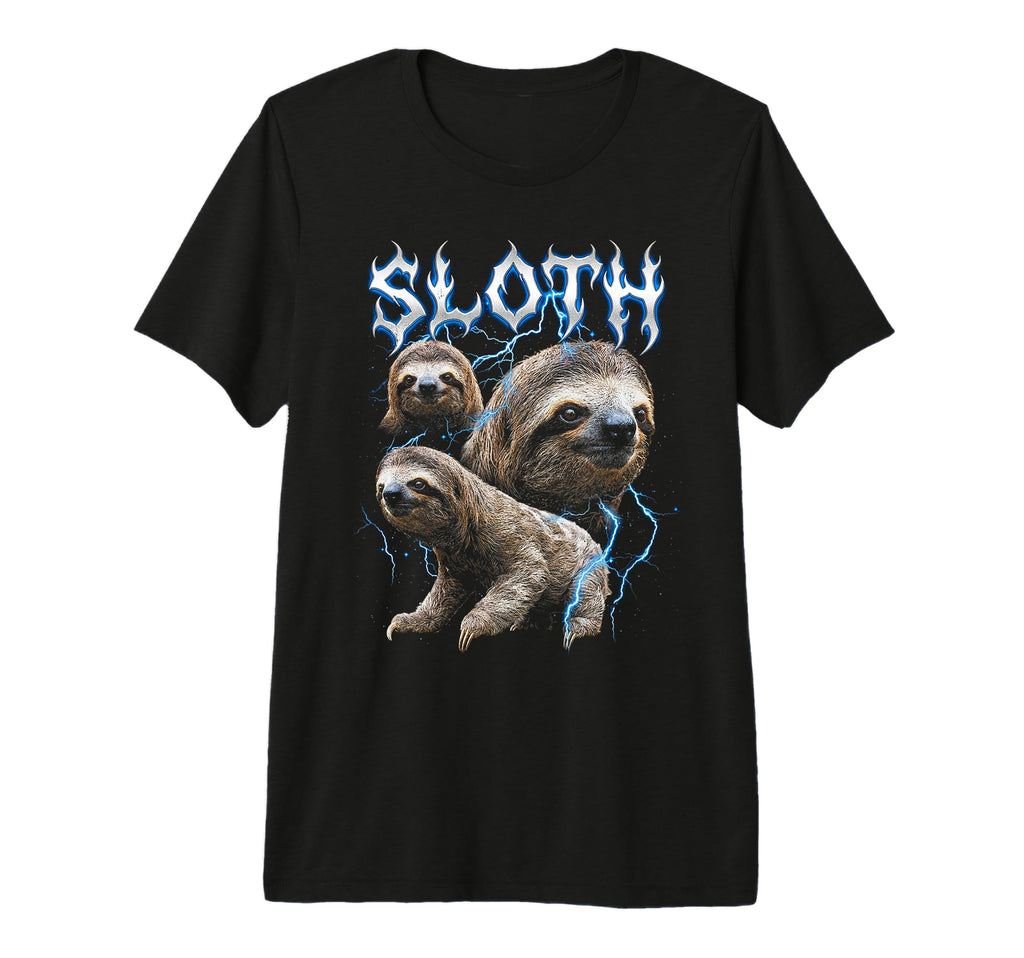 Sloth 90S Heavy Metal Sloth Animal T-Shirt - Fun Novelty Design Unisex - T-Shirt, Sweatshirt, Hoodie