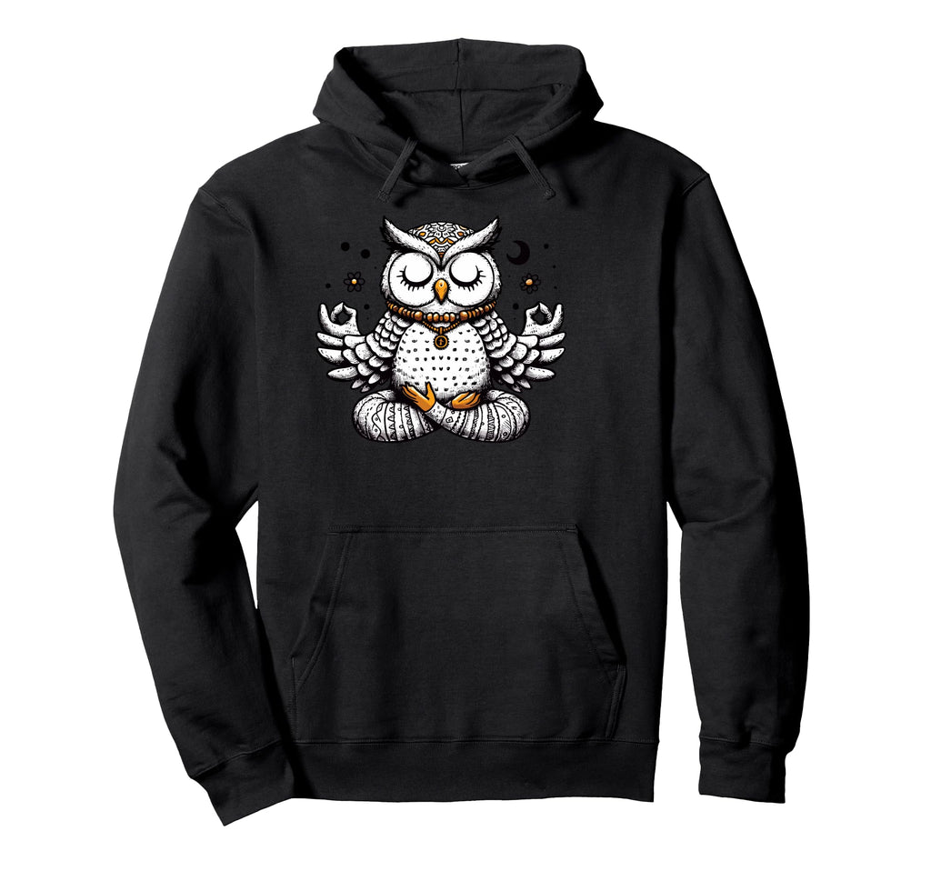 Meditation Owl Yoga Pose Relaxing Hoodie - Minimalist Print for Adults - T-Shirt, Sweatshirt, Hoodie