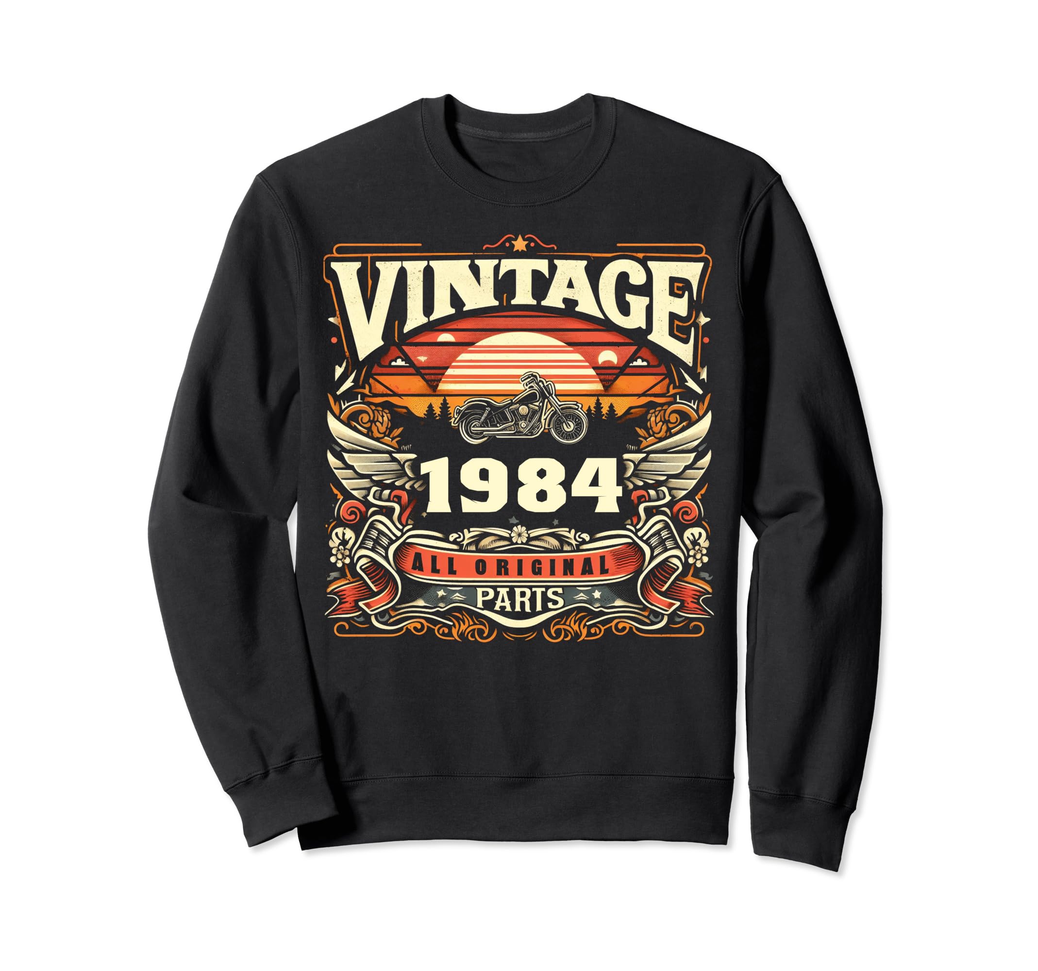 1984 Born 1984 40Th Birthday Motorcycle Sweatshirt - Unique Graphic Unisex - T-Shirt, Sweatshirt, Hoodie