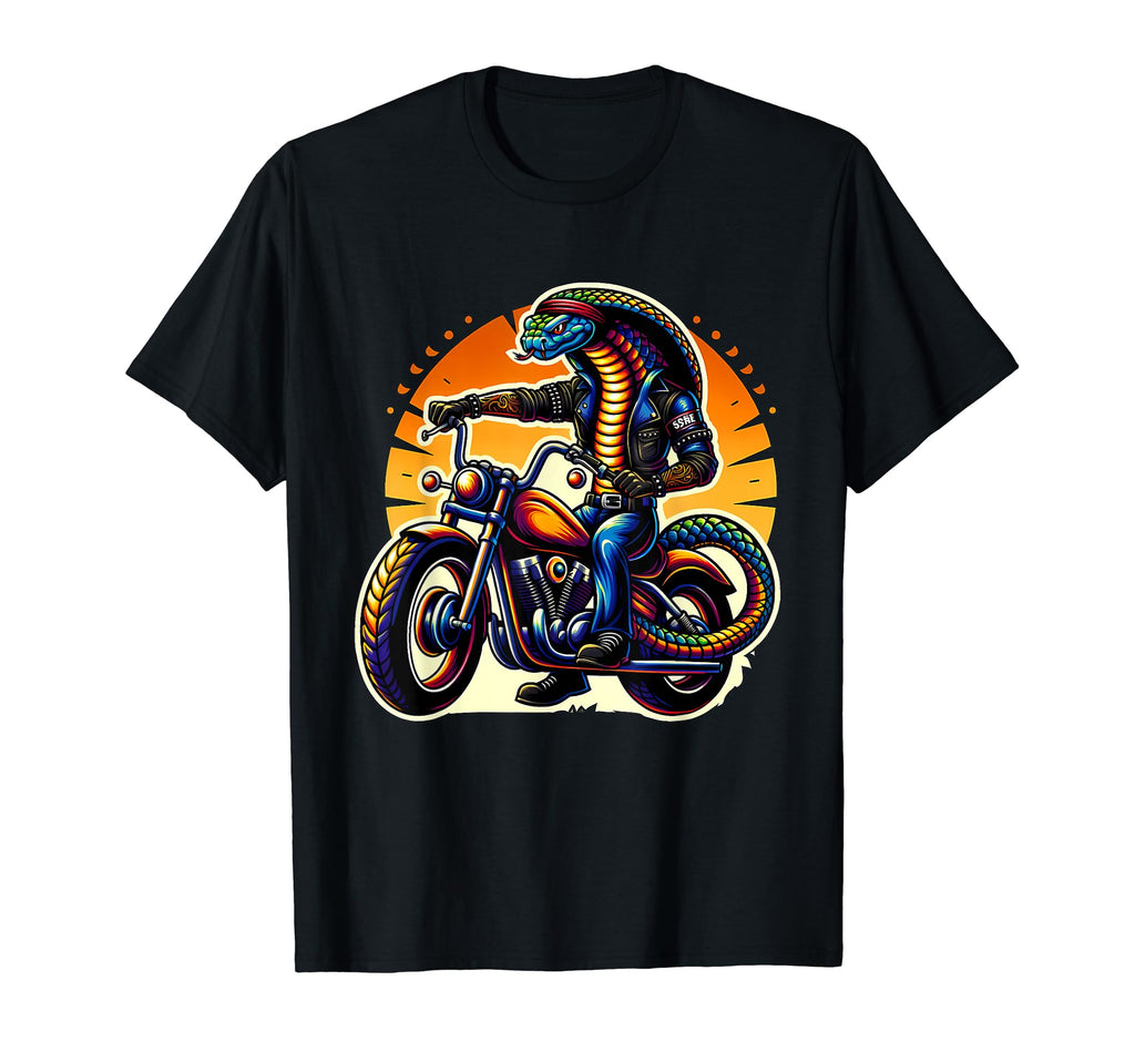 Biker Cobra Snake Riding Motorbike T-Shirt - Trendy Graphic for Adults - T-Shirt, Sweatshirt, Hoodie