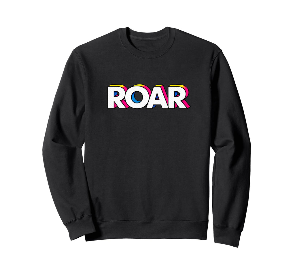 Expressive Roar Pop Art Typography Sweatshirt - Minimalist Print for Adults - T-Shirt, Sweatshirt, Hoodie