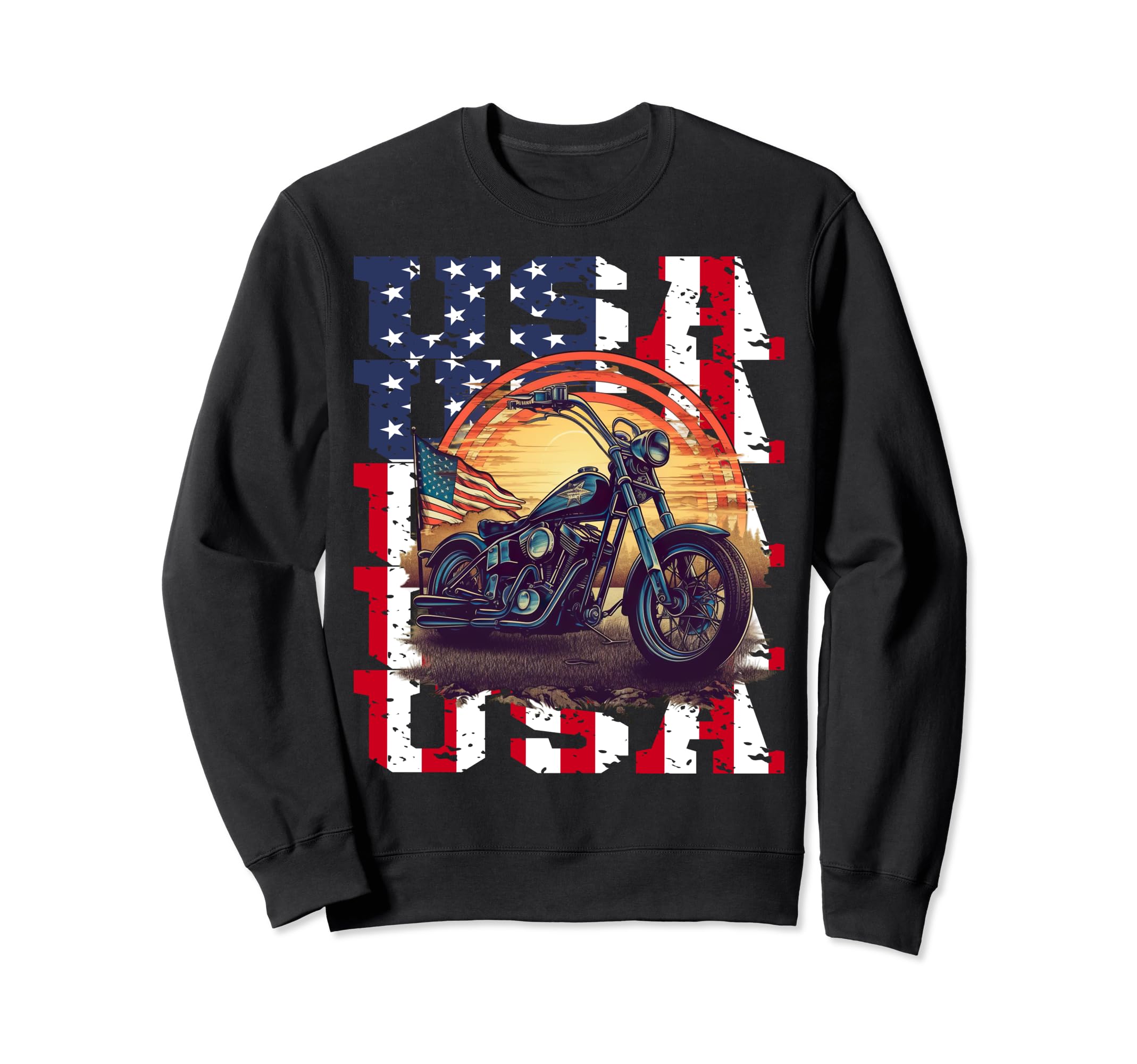 American Flag Motorcycle Sweatshirt - Casual Everyday Wear Unisex - T-Shirt, Sweatshirt, Hoodie