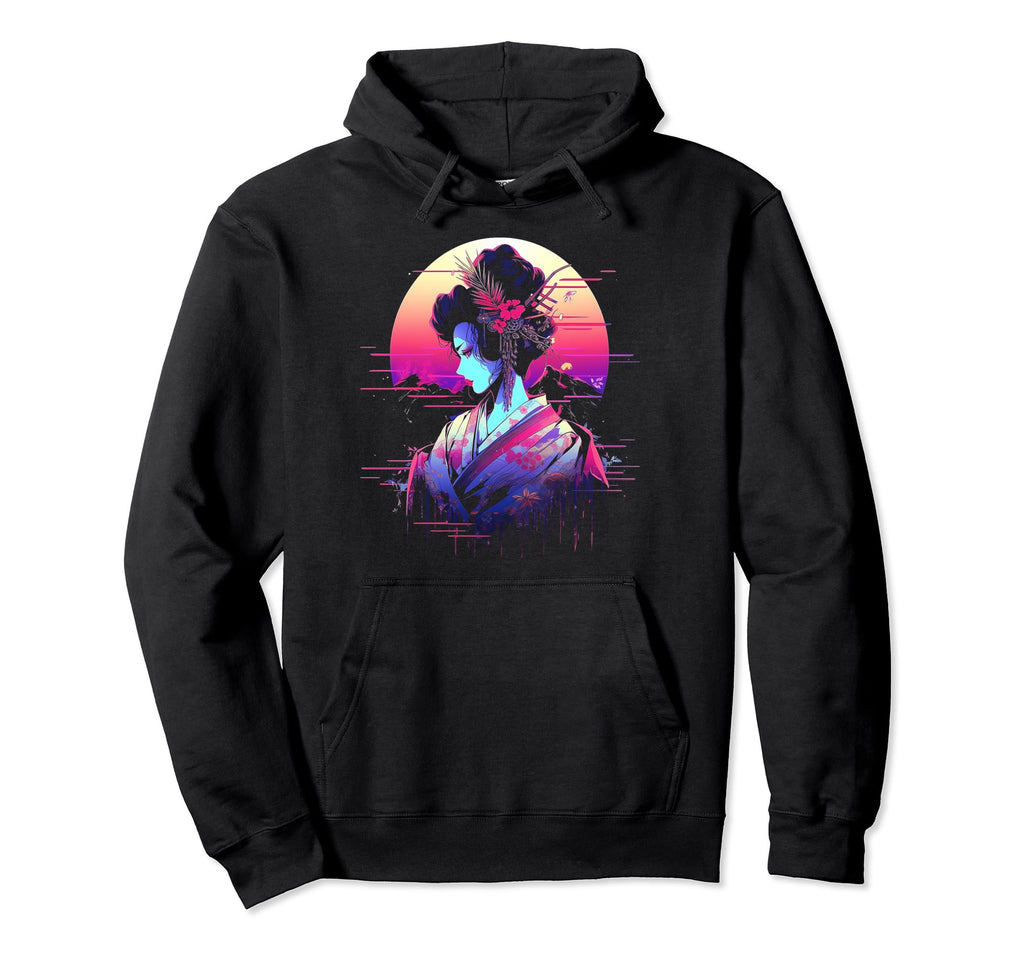 Vaporwave Geisha 80S Synthwave 6 Hoodie - Graphic Print for Adults - T-Shirt, Sweatshirt, Hoodie