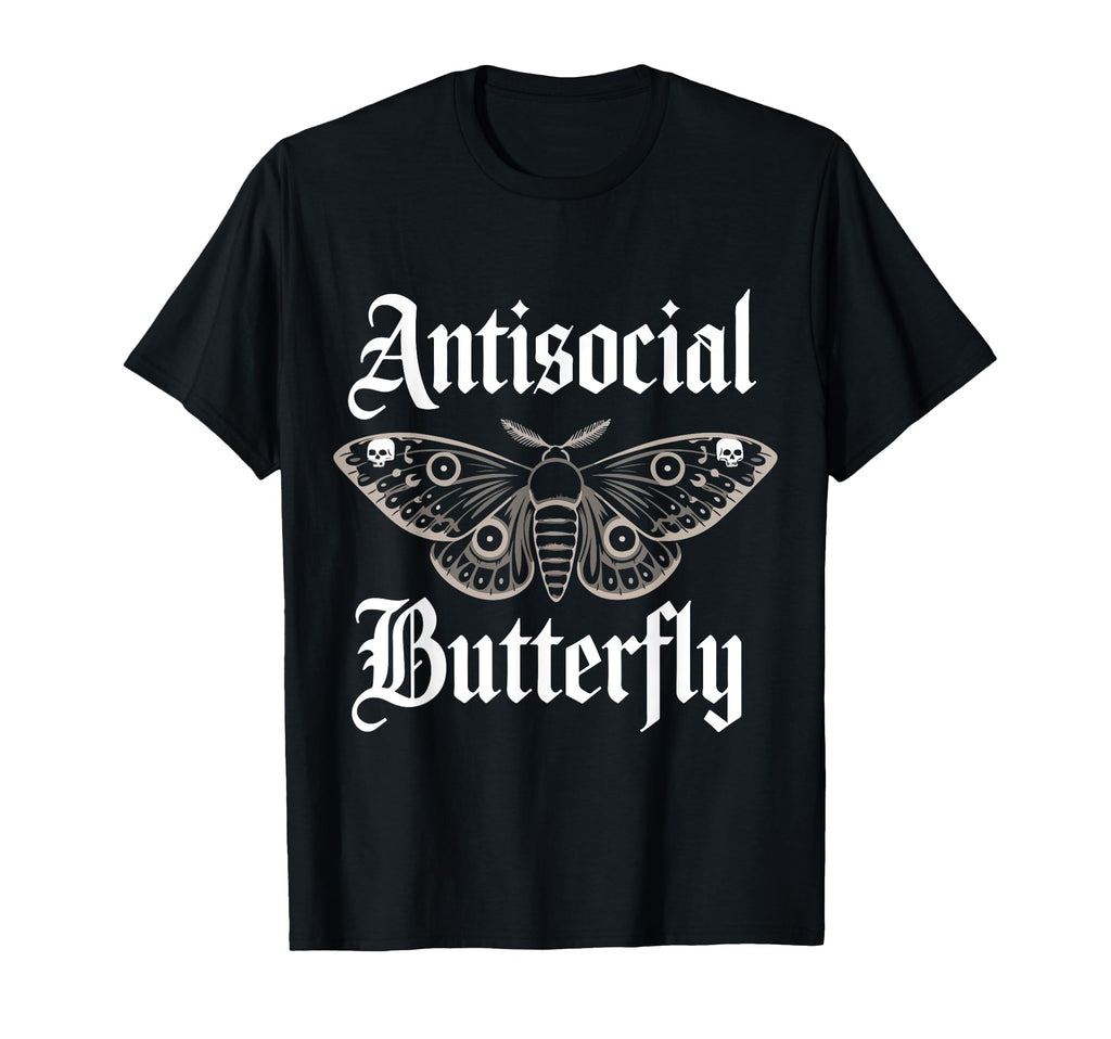 Antisocial Butterfly Gothic Moth Dark T-Shirt - Unique Graphic for Adults - T-Shirt, Sweatshirt, Hoodie