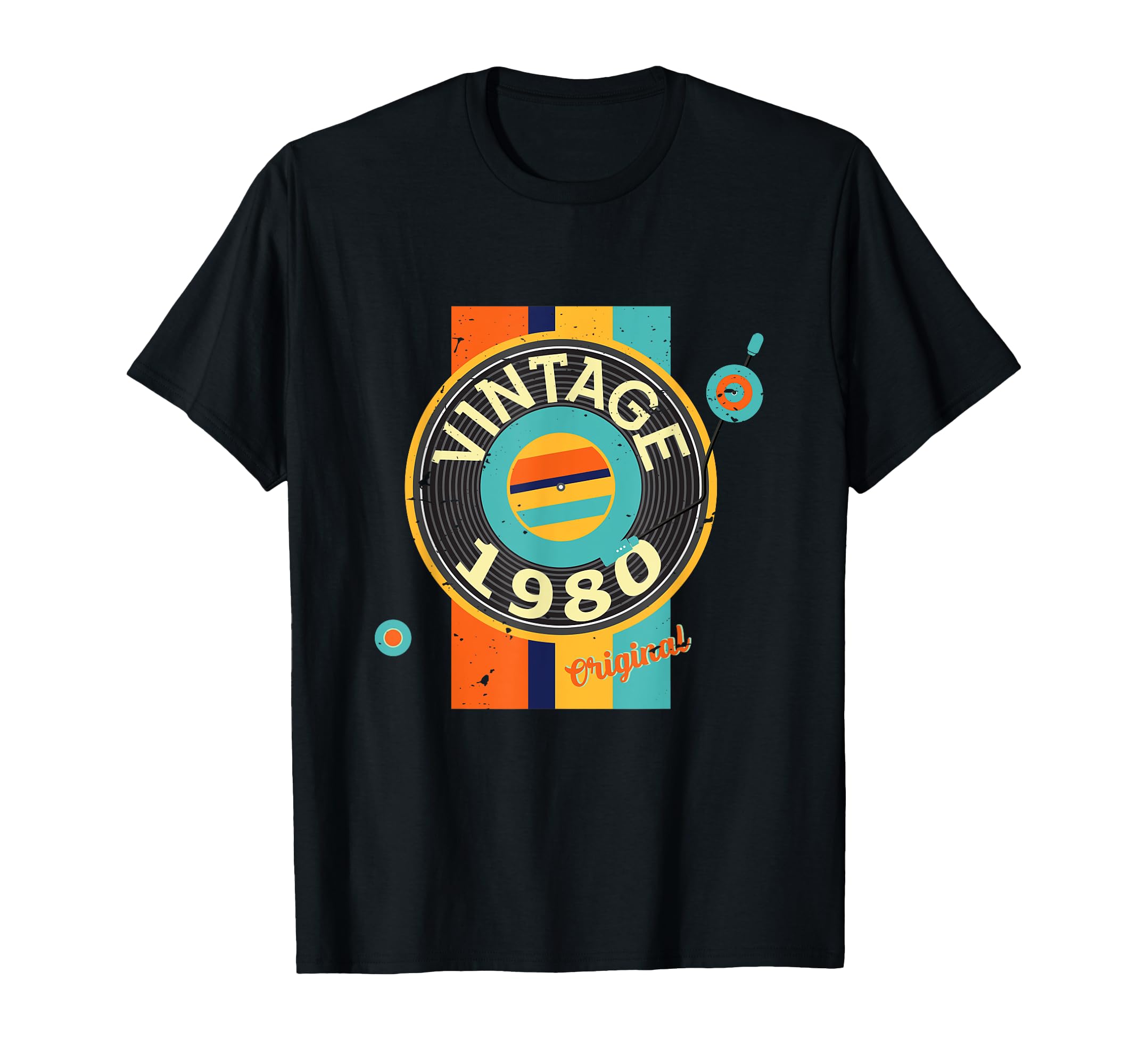 Vinyl 1980 Birthday Record Player T-Shirt - Trendy Graphic Unisex - T-Shirt, Sweatshirt, Hoodie