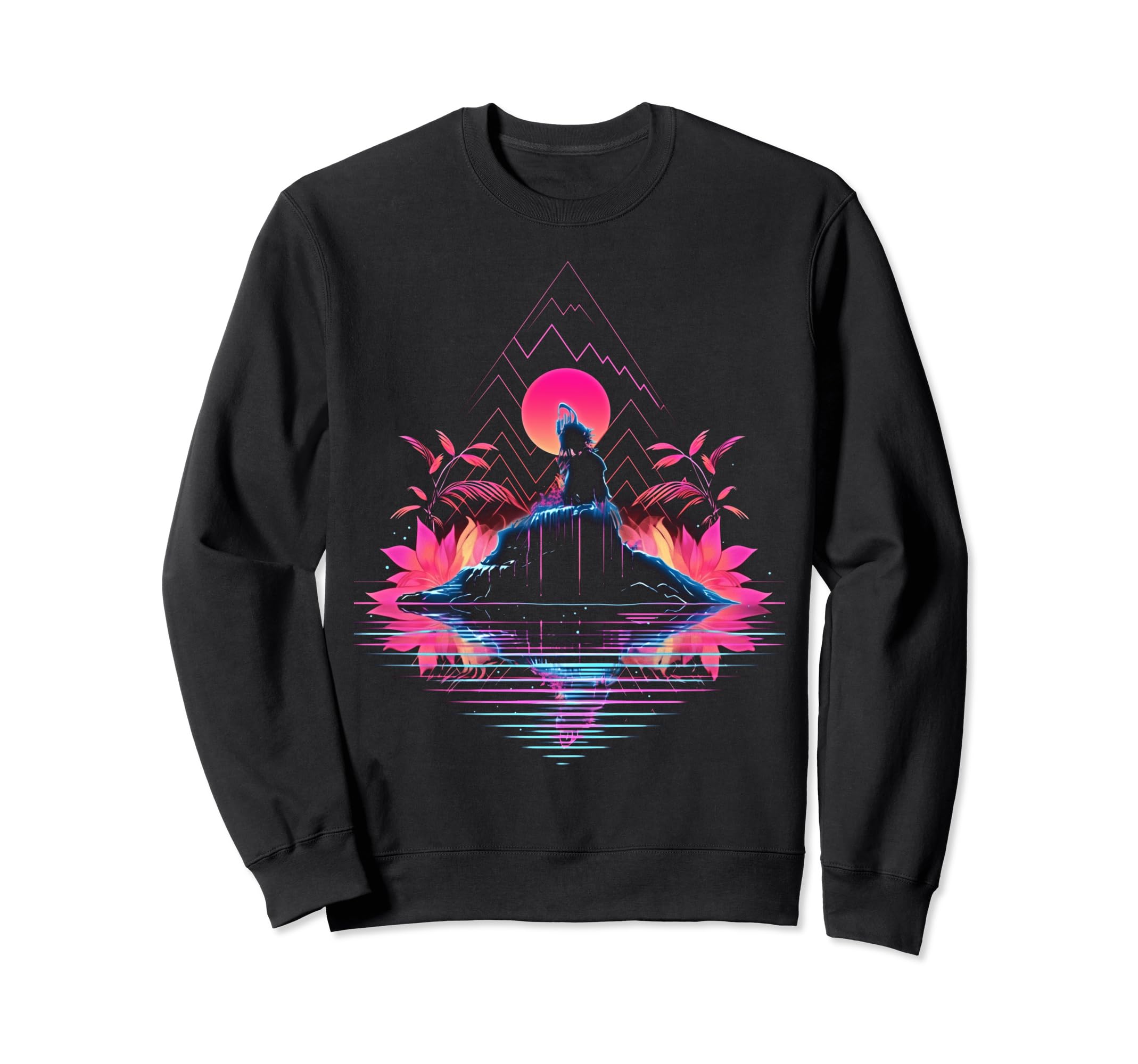 Synthwave Pyramid Cyberpunk 80S Sweatshirt - Minimalist Print for Adults - T-Shirt, Sweatshirt, Hoodie