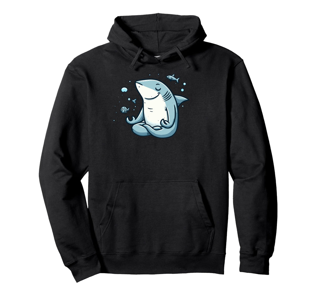 Meditation Shark Yoga Pose Relaxing Hoodie - Minimalist Print for Adults - T-Shirt, Sweatshirt, Hoodie