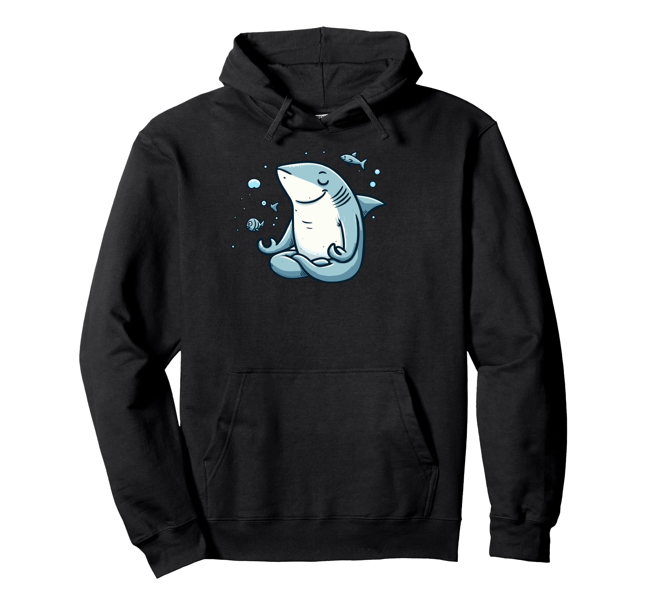 Meditation Shark Yoga Pose Relaxing Hoodie - Minimalist Print for Adults - T-Shirt, Sweatshirt, Hoodie