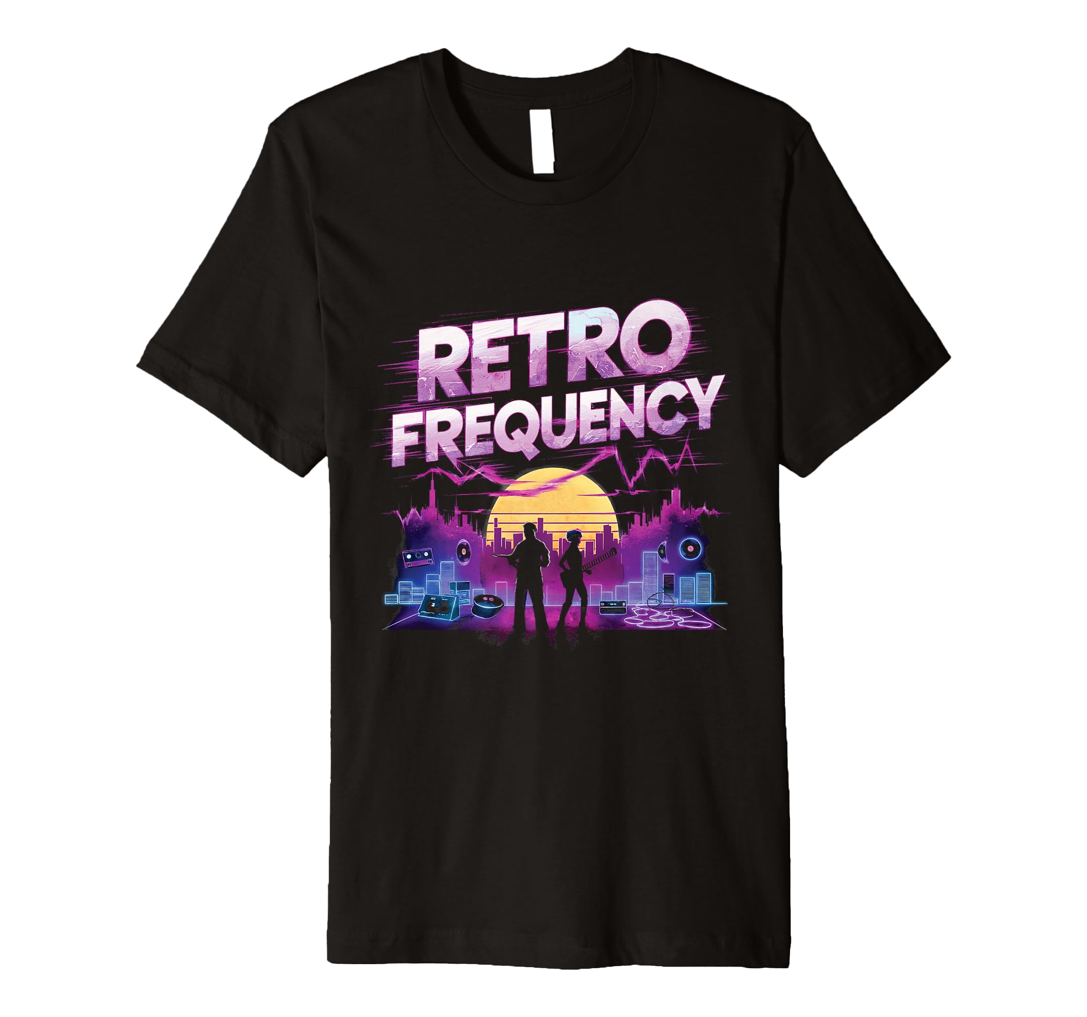 1980S Synthwave Frequency Watercolor Art T-Shirt - Trendy Graphic Men Women - T-Shirt, Sweatshirt, Hoodie